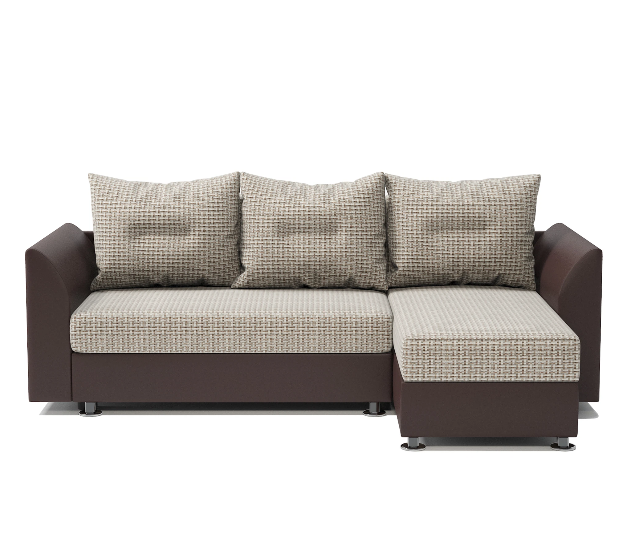 Изображение товара Угловой диван Ария Скала правый Корфу беж и экокожа шоколад