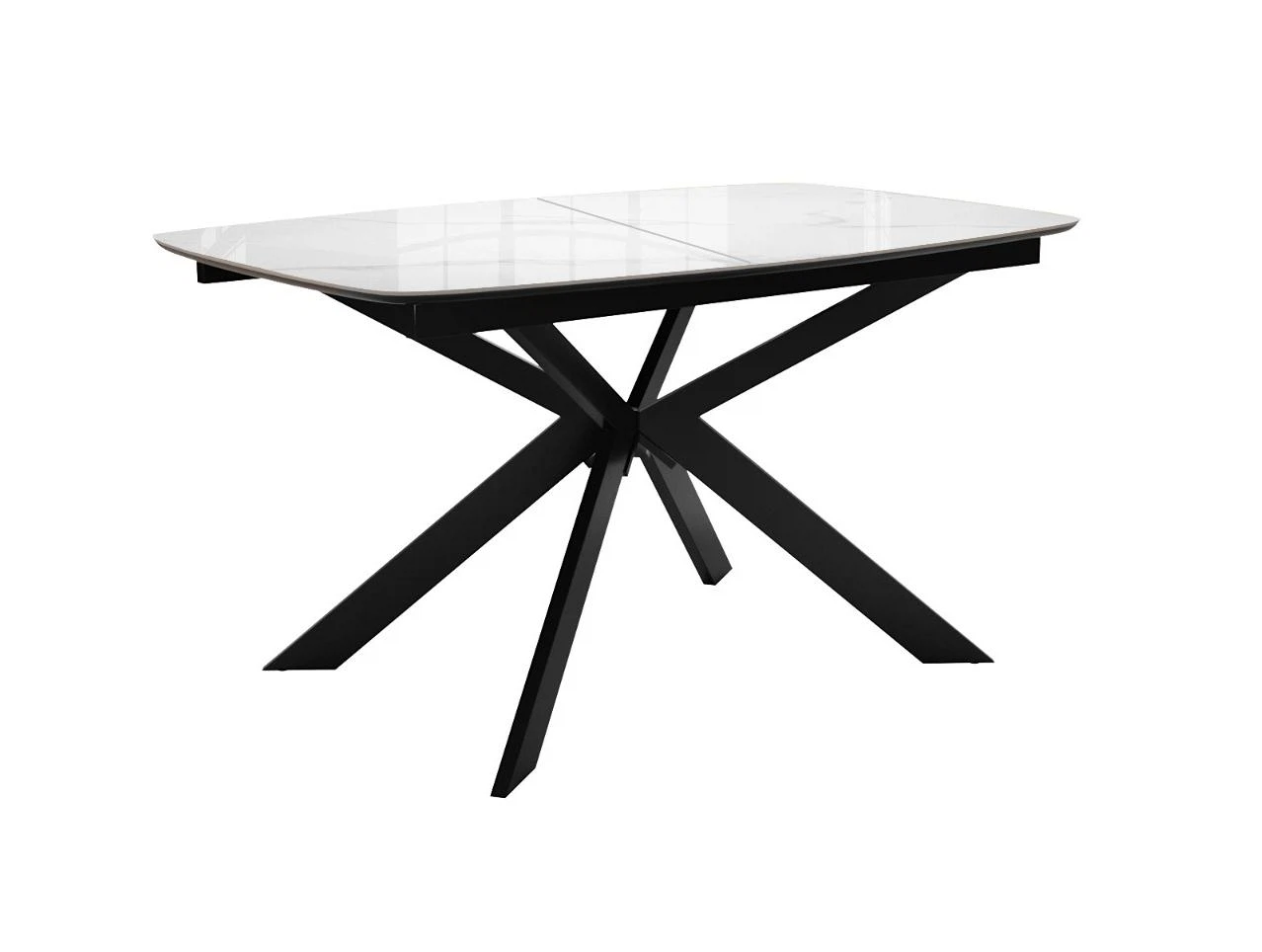 Изображение товара Стол DikLine BK140 с керамической поверхностью Carrara Gloss и черным металлическим подстольем