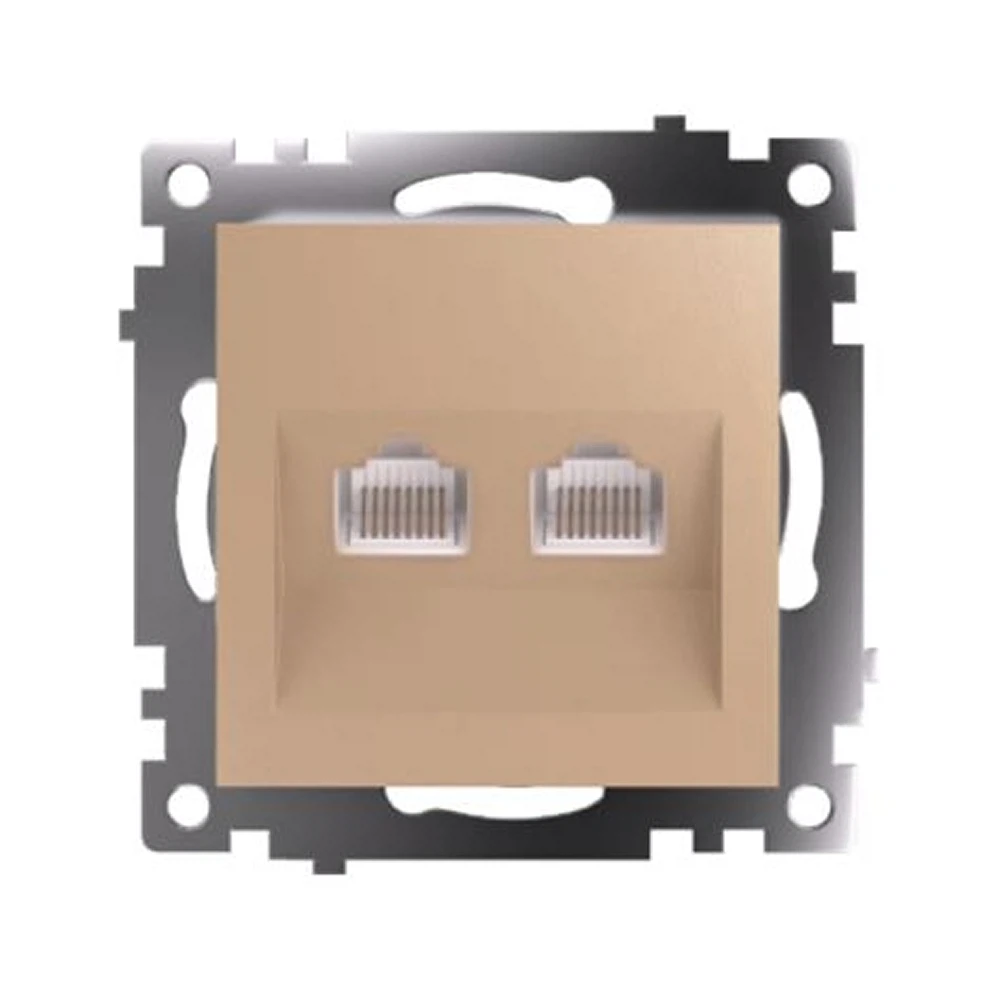 Изображение товара Розетка компьютерная 2-местная RJ-45 (механизм) STEKKER GLS00-7109-08, серия Катрин, золото