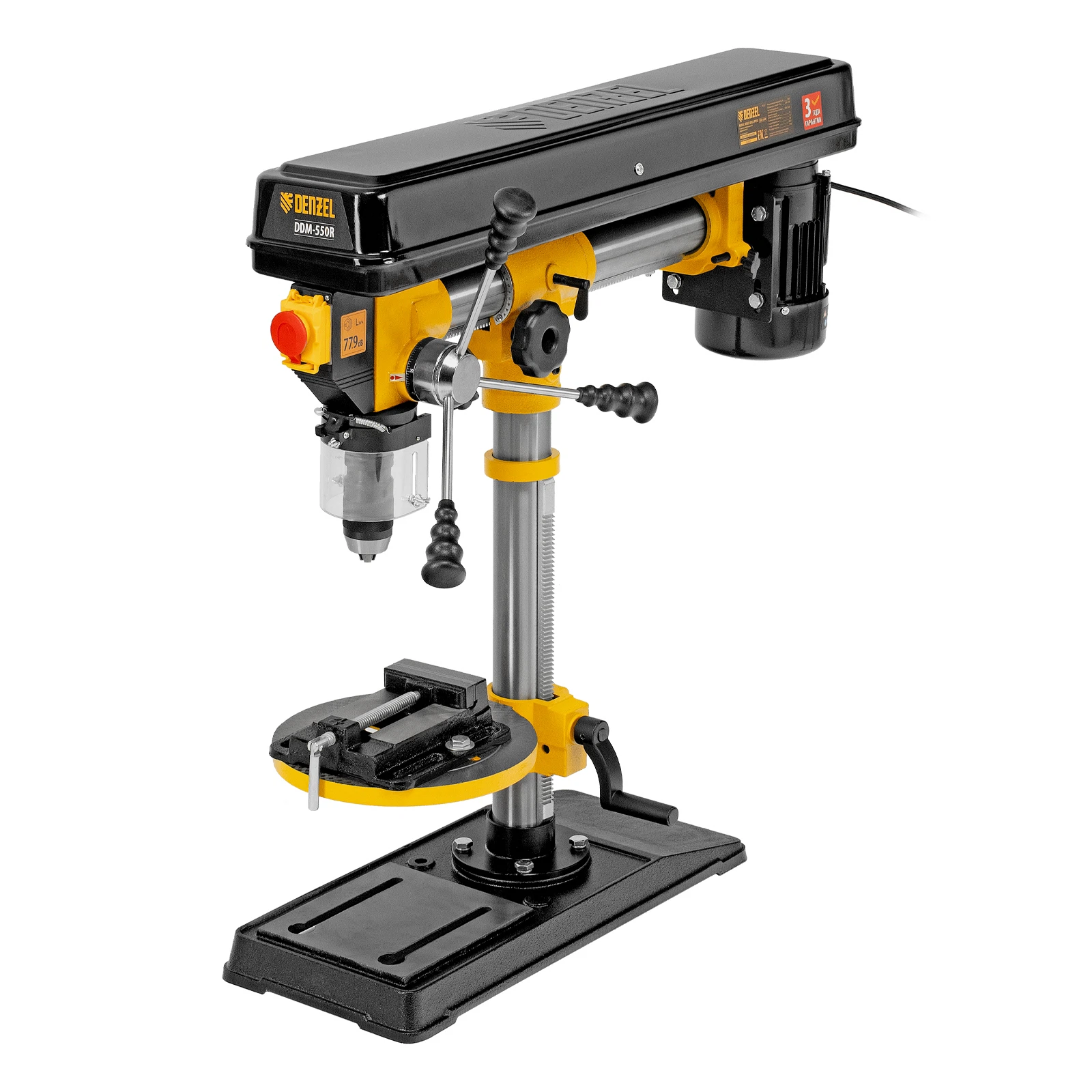 Изображение товара Станок сверлильный радиальный DDM-550R, 550 Вт, 16 мм, 12 ск., настольный, Denzel 95323
