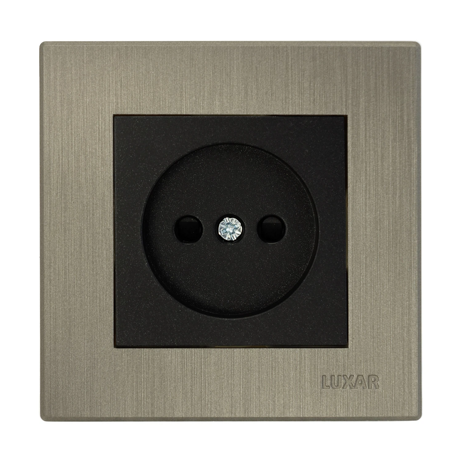 Изображение товара Розетка LUXAR Mosaic с/у без з/к черная/титан с рамкой, 250В 16А (20.020.03)