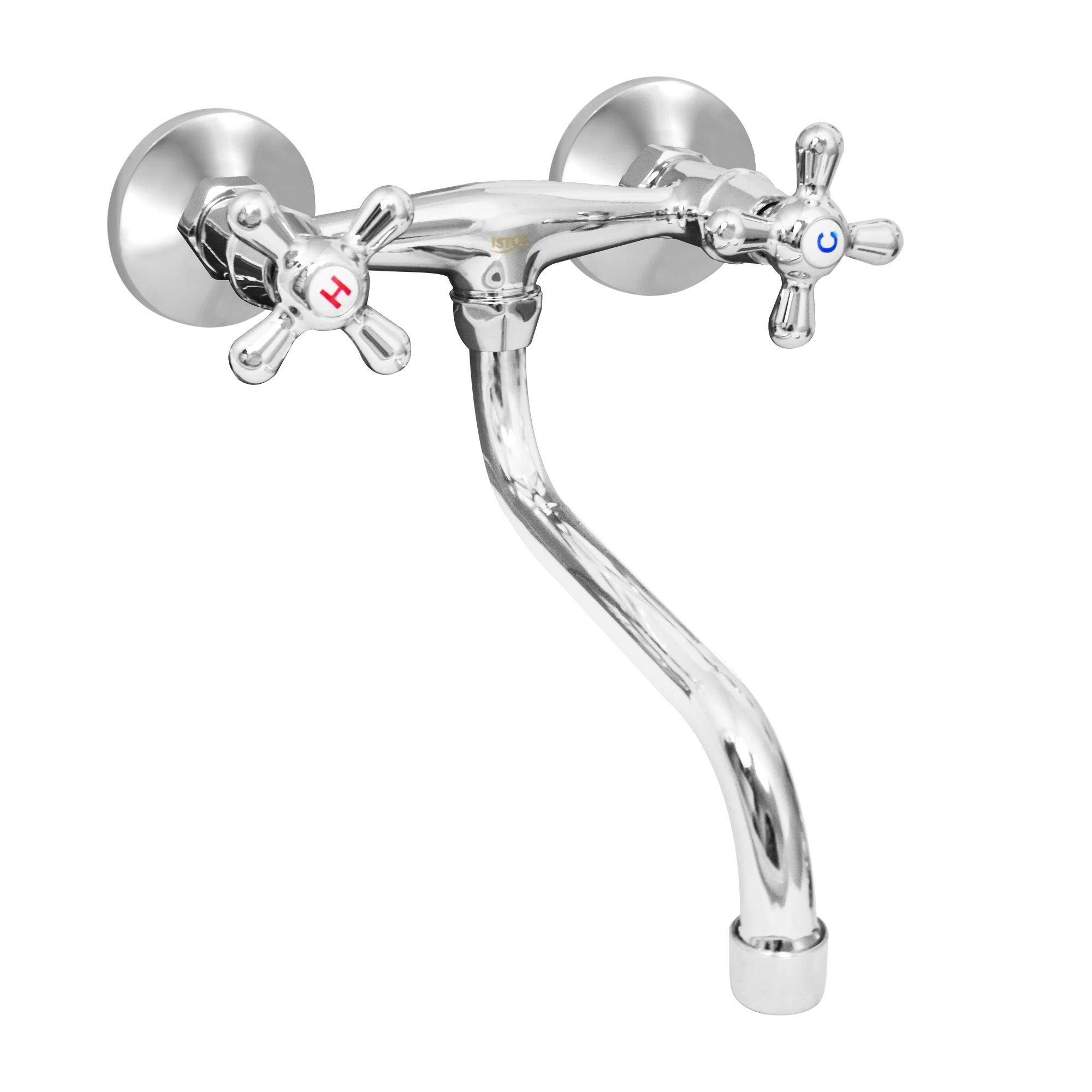 Изображение товара Смеситель для мойки латунный двуручный настенный Istok Luxe, кран-букса керамика, гайка