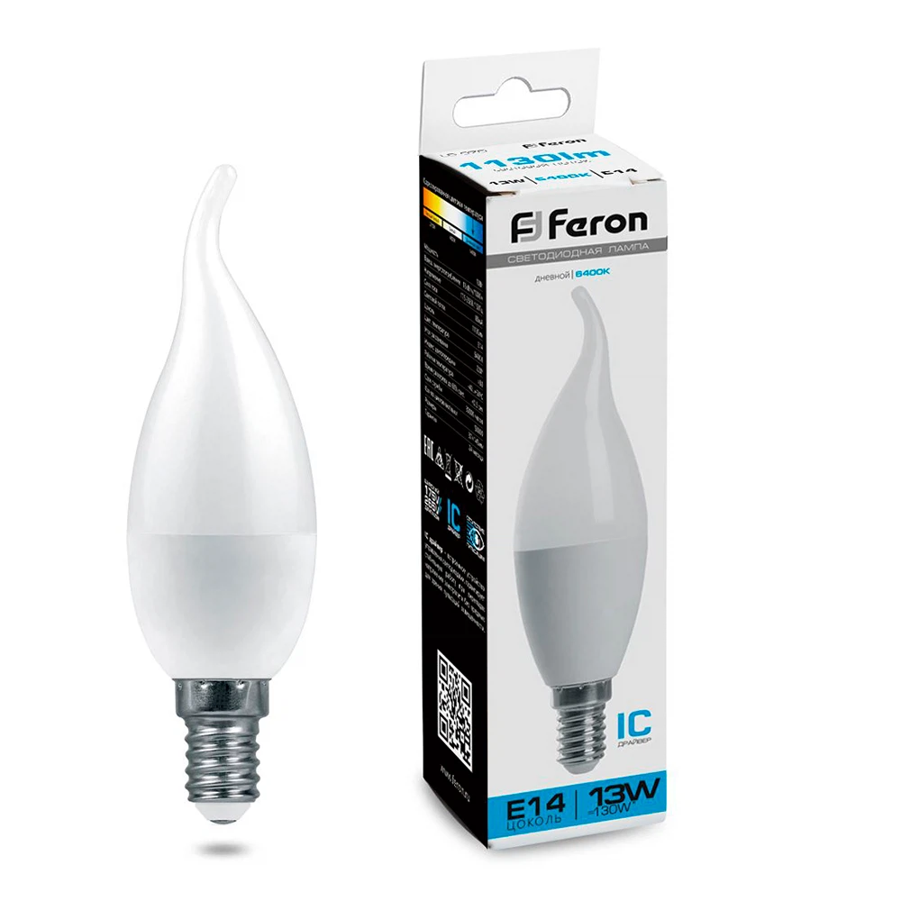 Изображение товара Лампа светодиодная Feron LB-970 Свеча на ветру E14 13W 175-265V 6400K