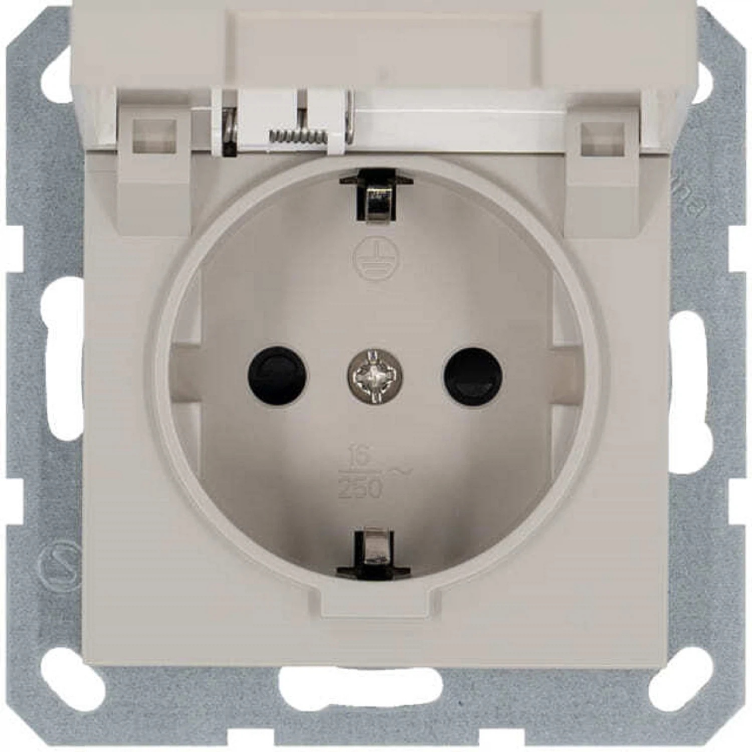 Изображение товара Розетка с/з Jasmart G Тауп со шторками с крышкой 16A 250V~