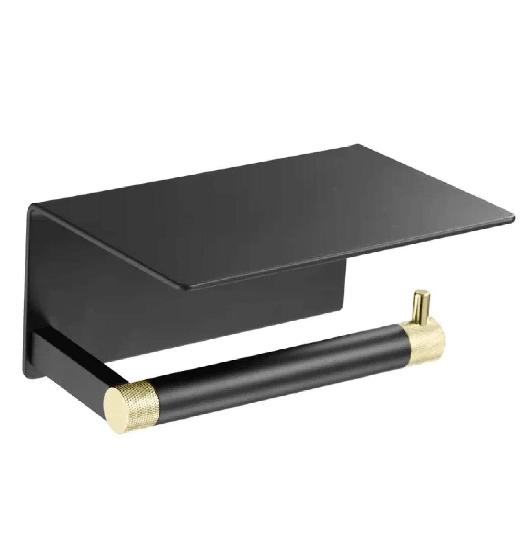 Изображение товара Держатель для туалетной бумаги с полочкой Rose RG3005H-1, золото/черный