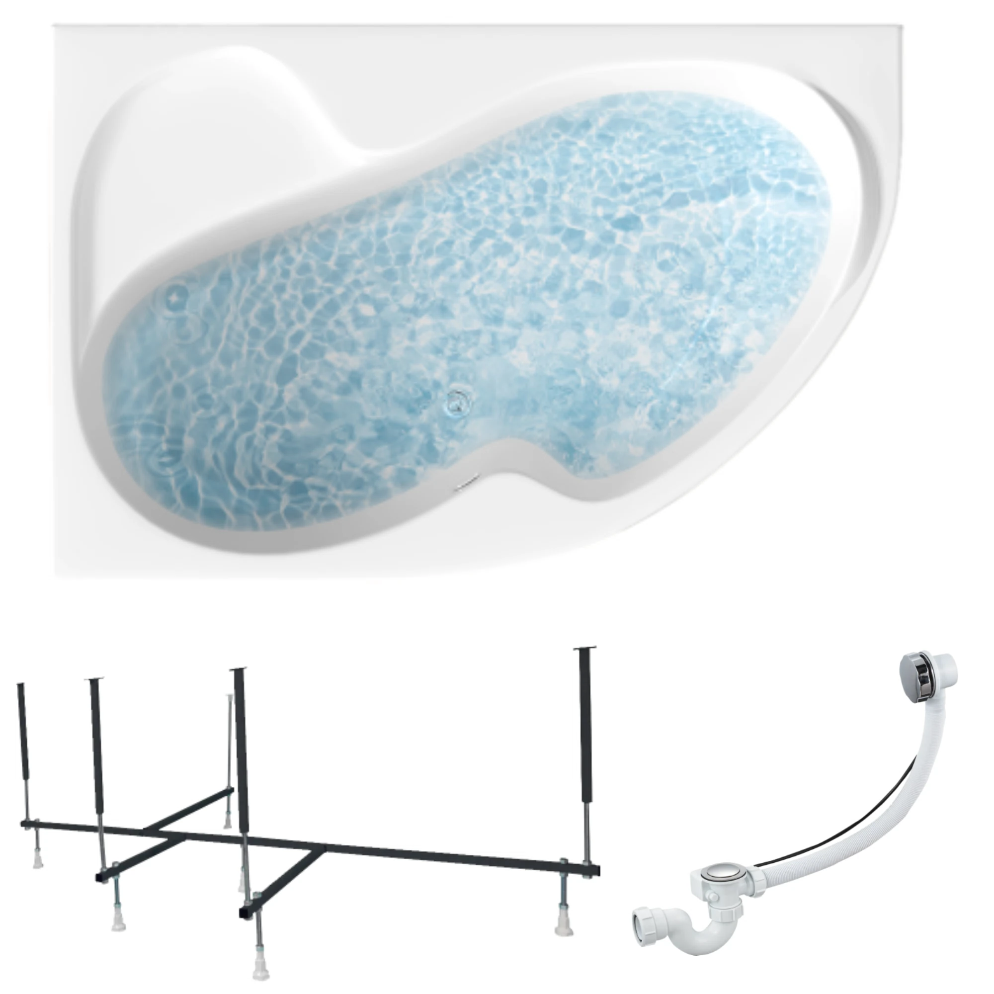 Изображение товара Акриловая ванна 1MARKA AURA 160x105 асимметричная левая с креплением и слив-перелив