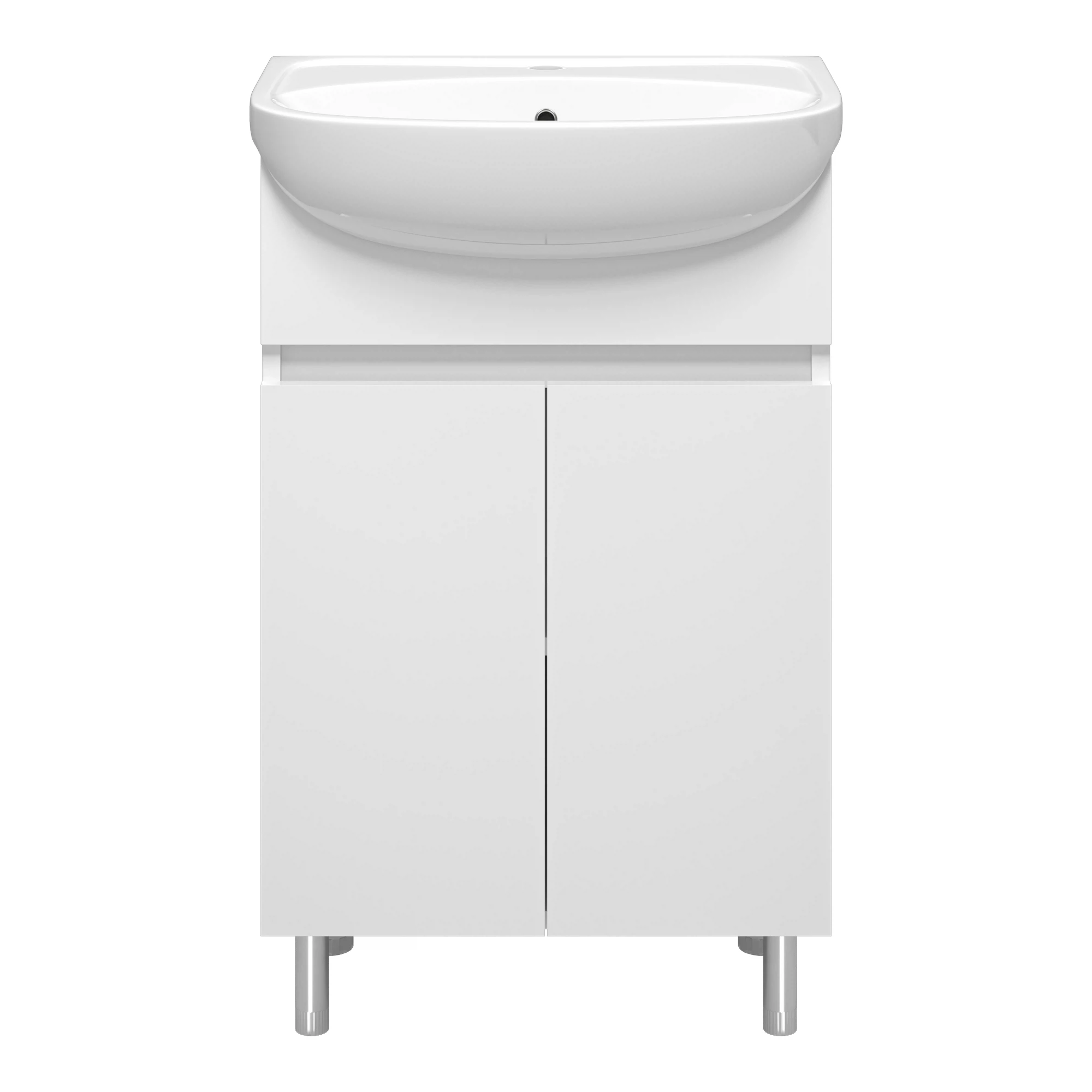 Изображение товара Тумба с раковиной Элегия 55 напольная белая из ЛДСП и ПВХ, Россия