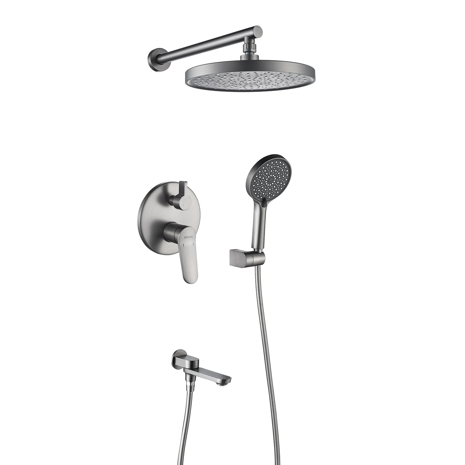 Изображение товара Душевая система встраиваемая Shevanik S4335T, оружейная сталь