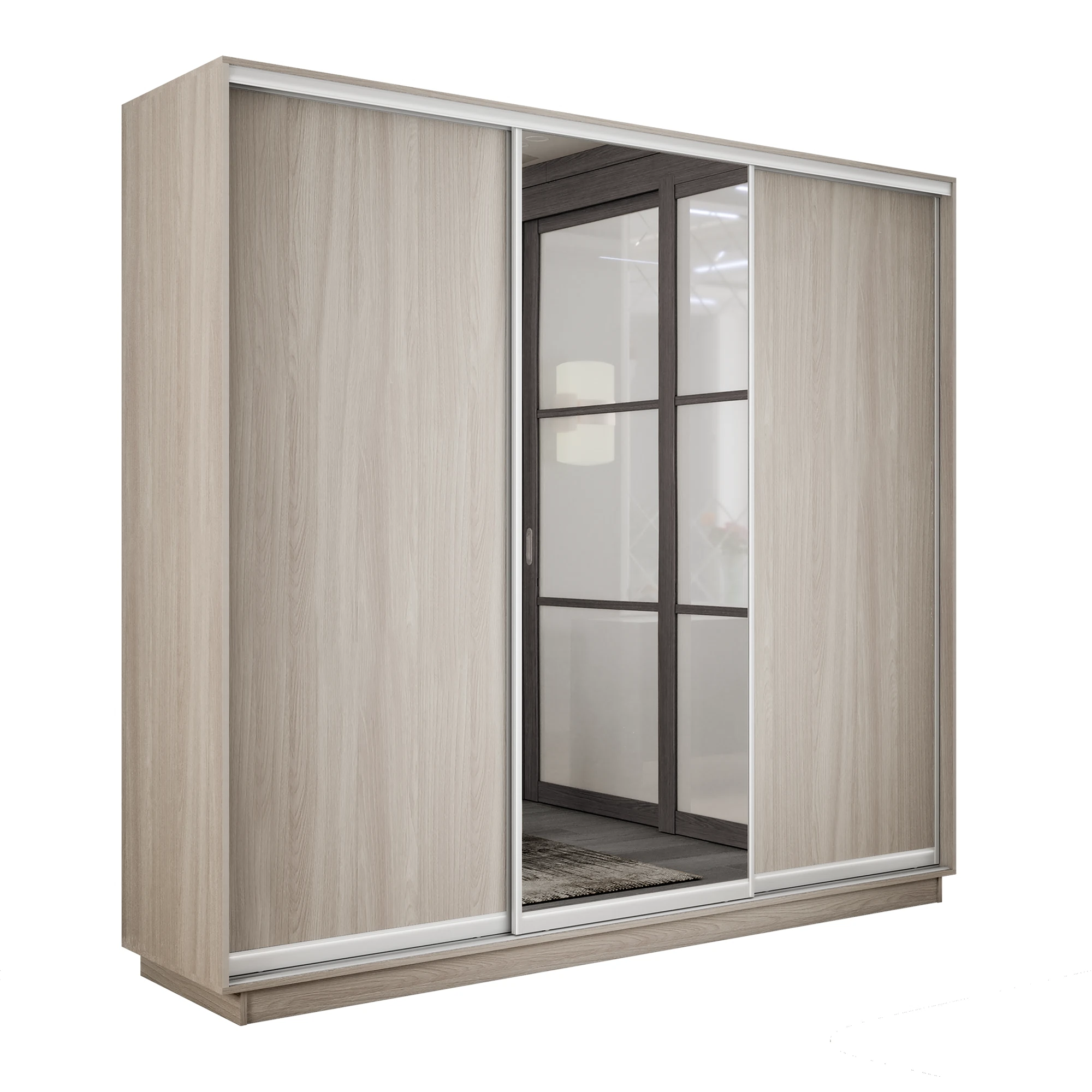 Изображение товара Трехдверный шкаф-купе серии Экспресс из ЛДСП, ясень шимо светлый