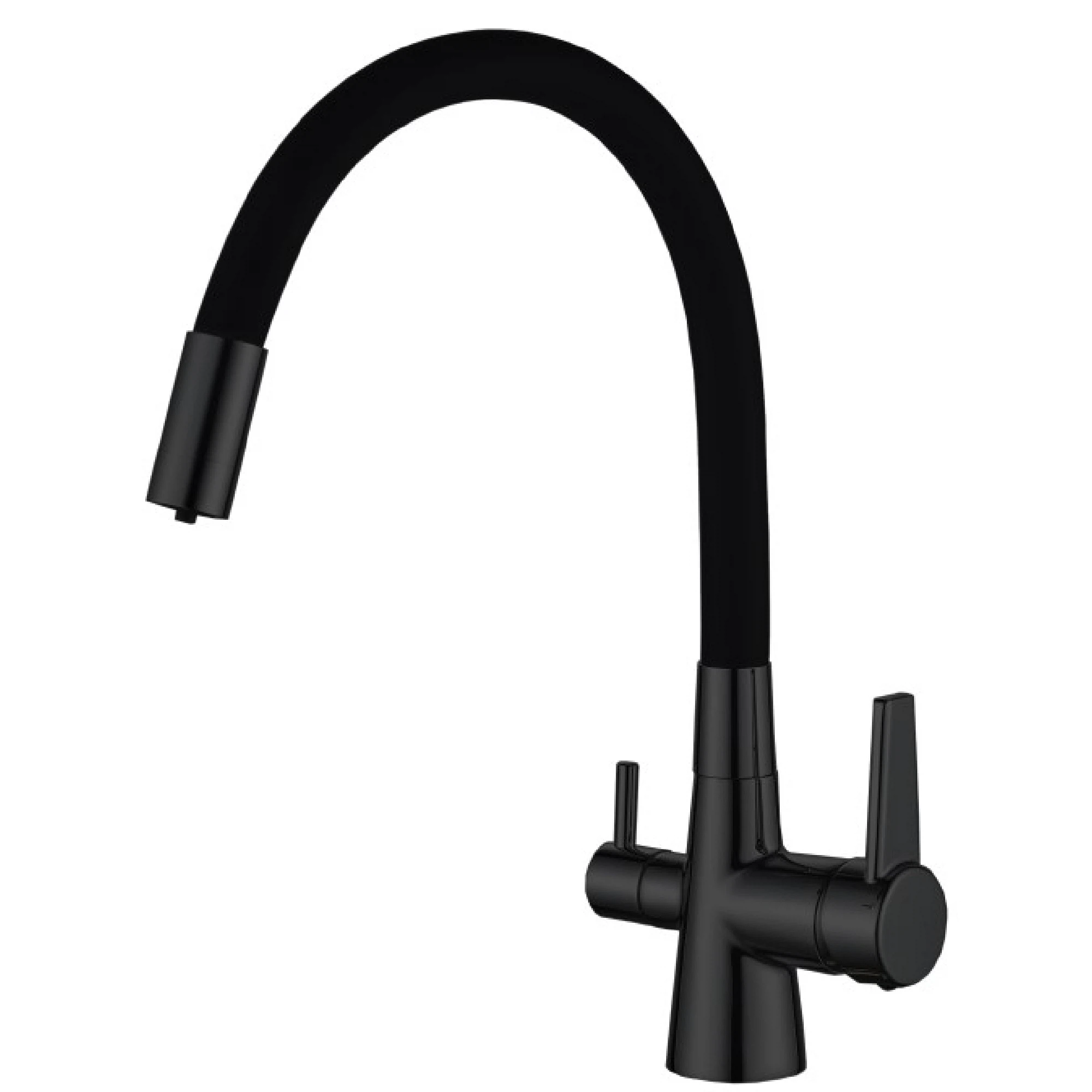 Изображение товара Haiba HB76859-7 смеситель для кухни, черный, поворотный излив