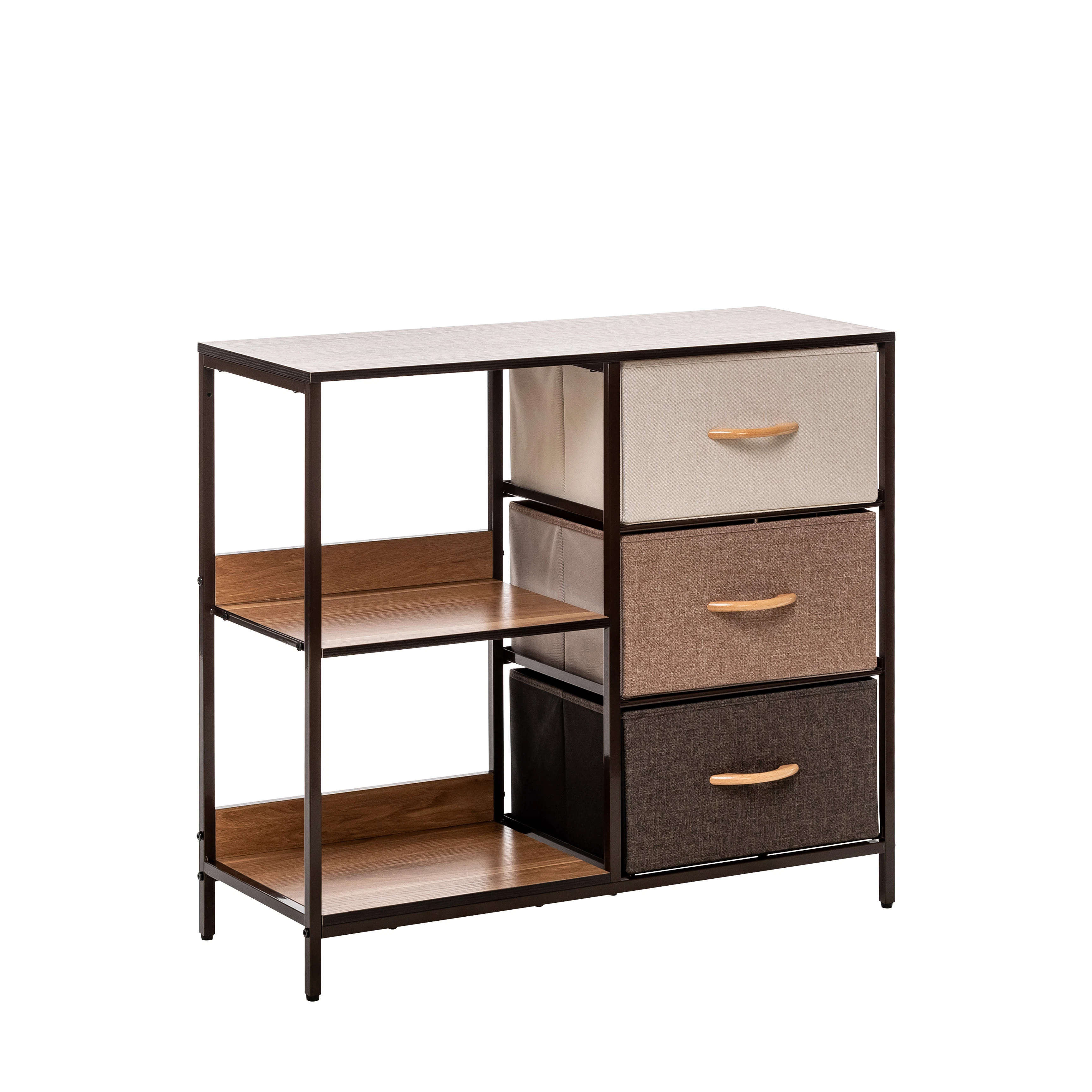 Изображение товара Комод Локи 3 ящ с полками коричнево-бежевый мебель для интерьера