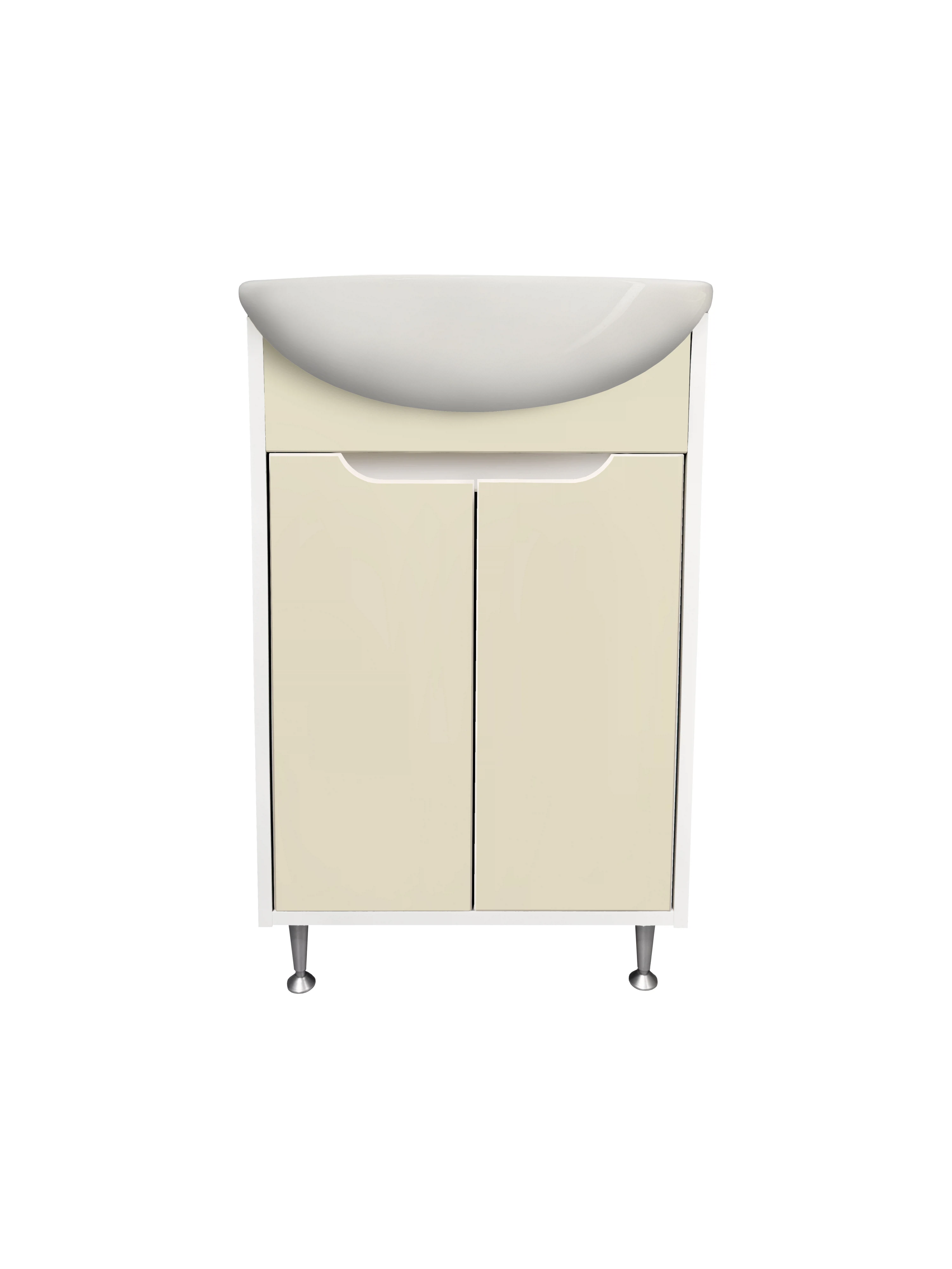 Изображение товара Тумба под раковину ЭкоНова белая/крем модель Уют 50, напольная, современный дизайн