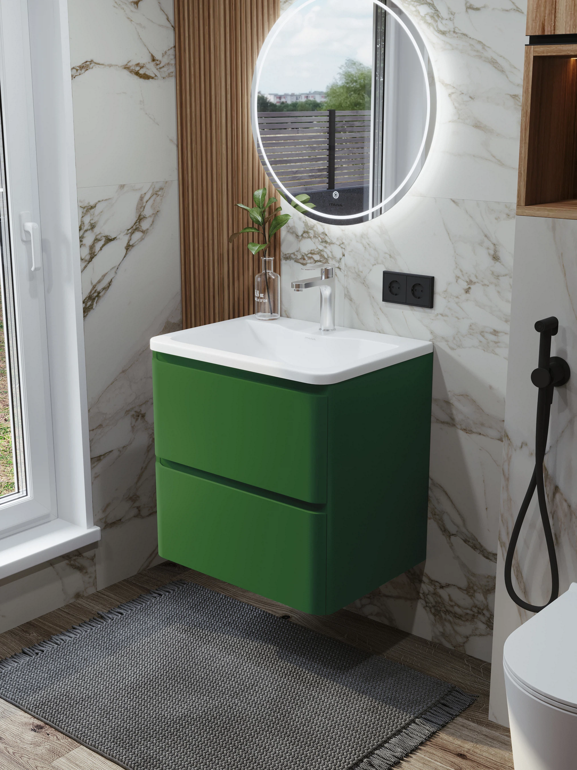 Изображение товара Тумба с раковиной подвесная Итана Roberto 60 RAL 6002