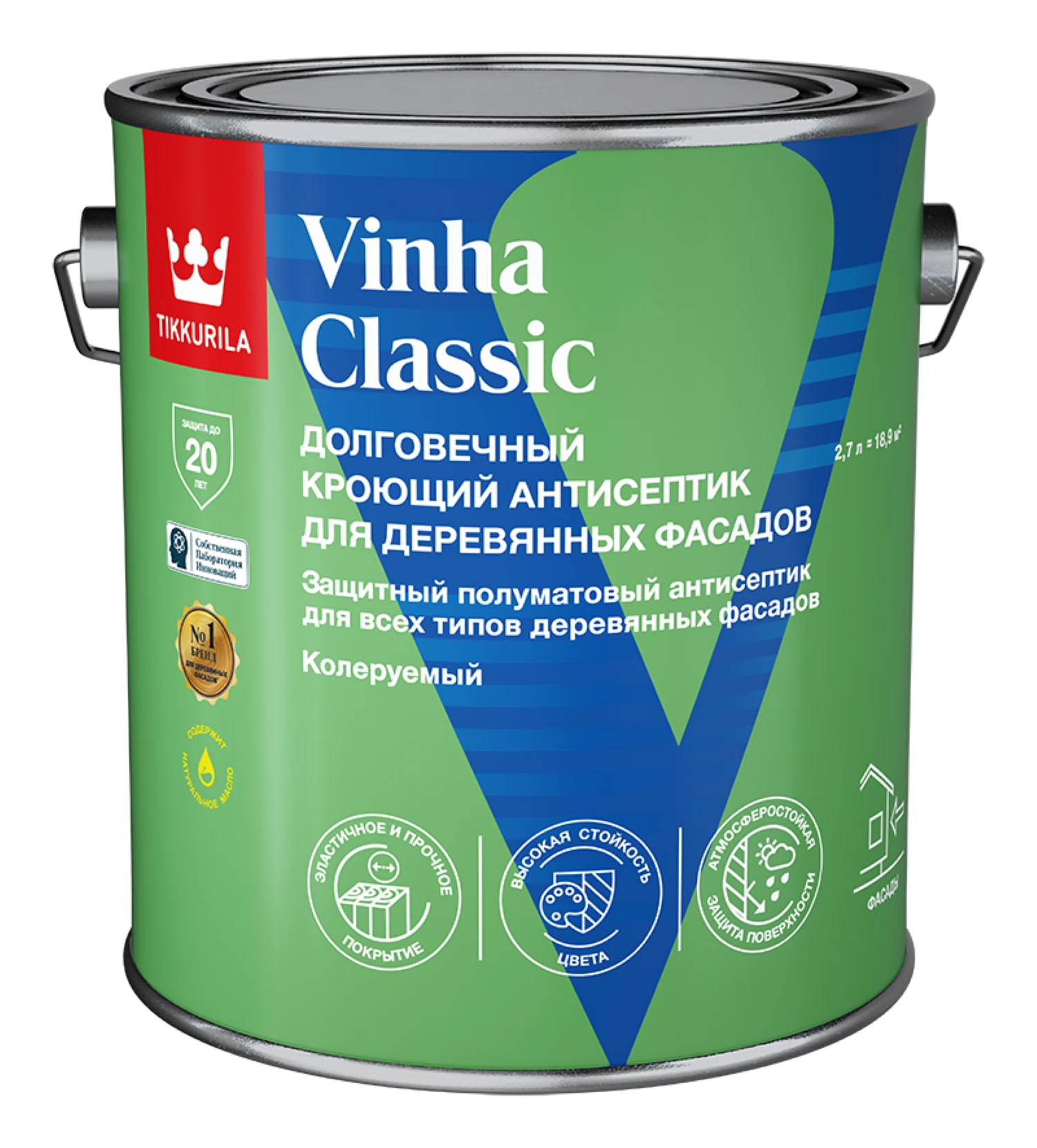 Изображение товара Деревозащитная пропитка Tikkurila Vinha Classic полуматовая Изображение товара Деревозащитная пропитка Tikkurila Vinha Classic полуматовая