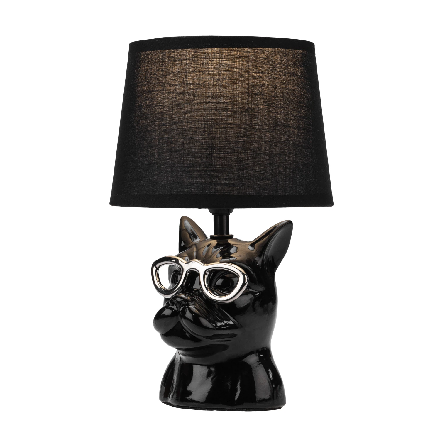 Изображение товара Декоративный настольный светильник МОБИ Бульдог с цоколем Е14 REXANT черный