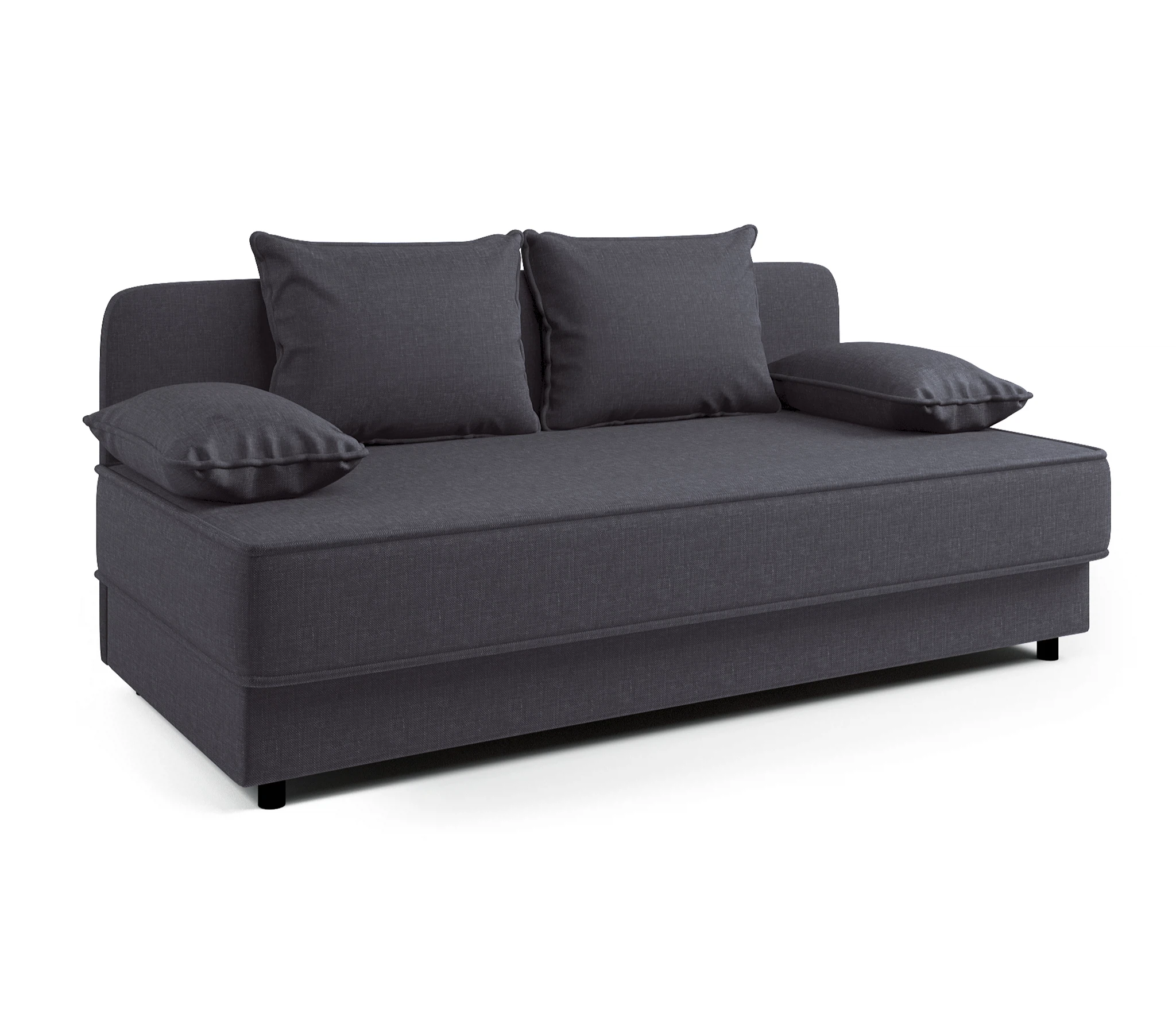 Изображение товара Кушетка Прима рогожка серый с бельевым ящиком и декоративными подушками