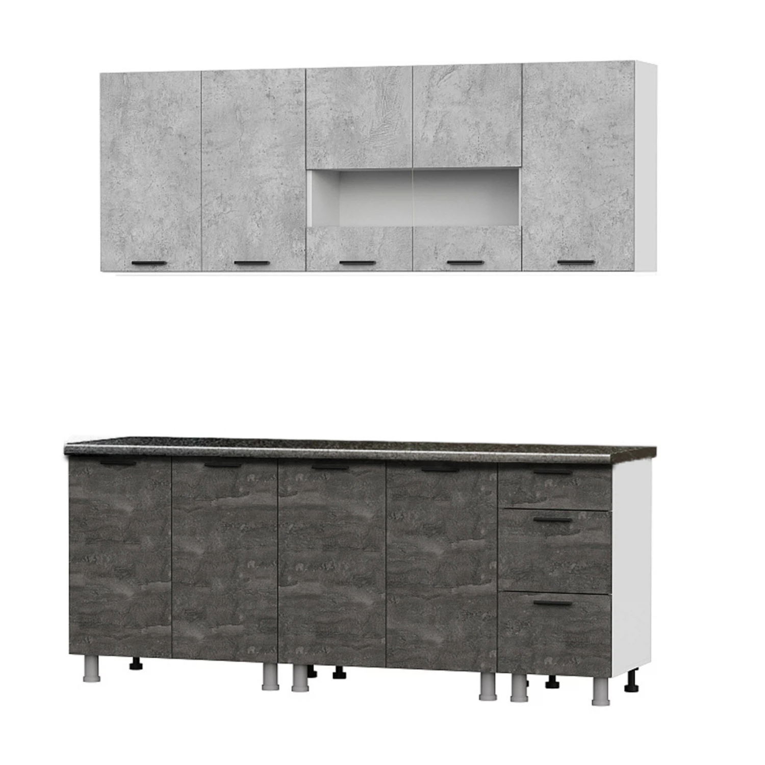 Изображение товара Кухонный гарнитур Модус 2,0м из ЛДСП с столешницей 26 мм белый и темный камень