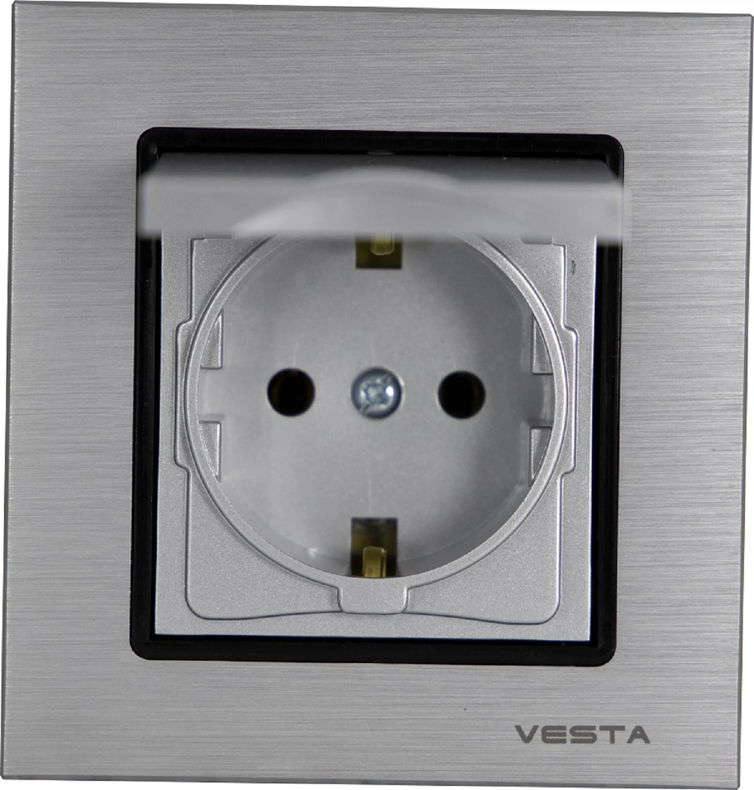Изображение товара Розетка Vesta-Electric Exclusive Silver Metallic одинарная с заземлением