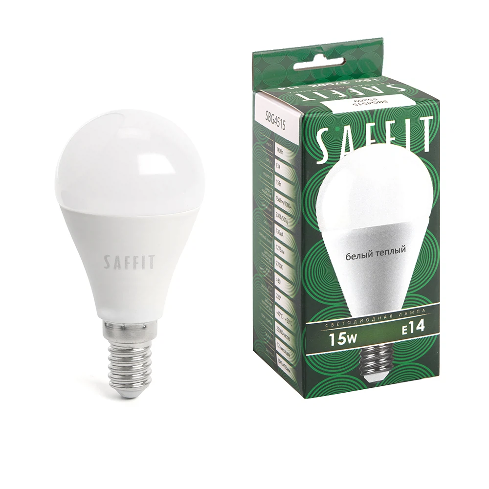 Изображение товара Лампа светодиодная SAFFIT SBG4515 Шарик E14 15W 230V 2700K