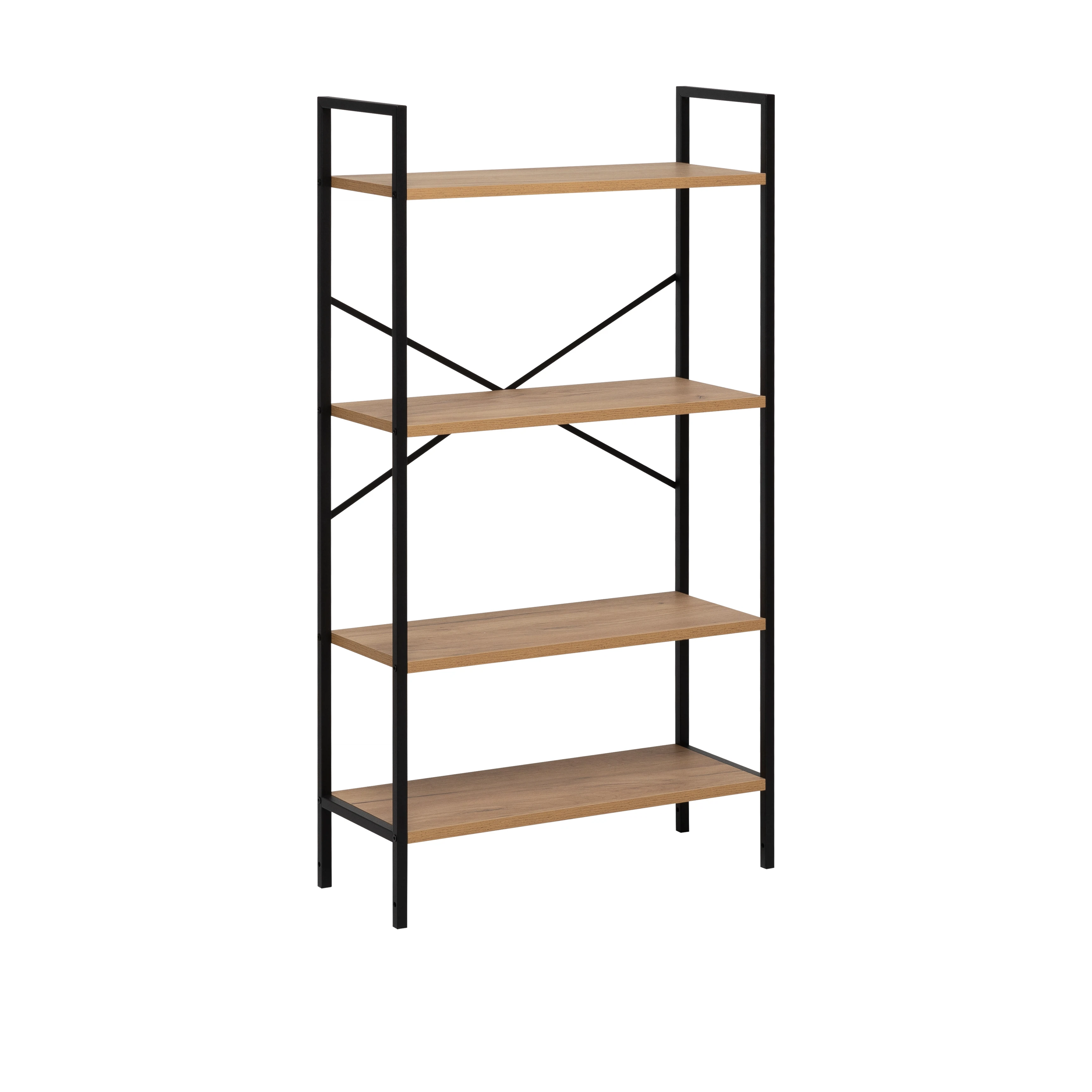 Изображение товара Стеллаж Leset Стилвуд 24 широкий, 4 полки Черный/Дуб крафт золотой