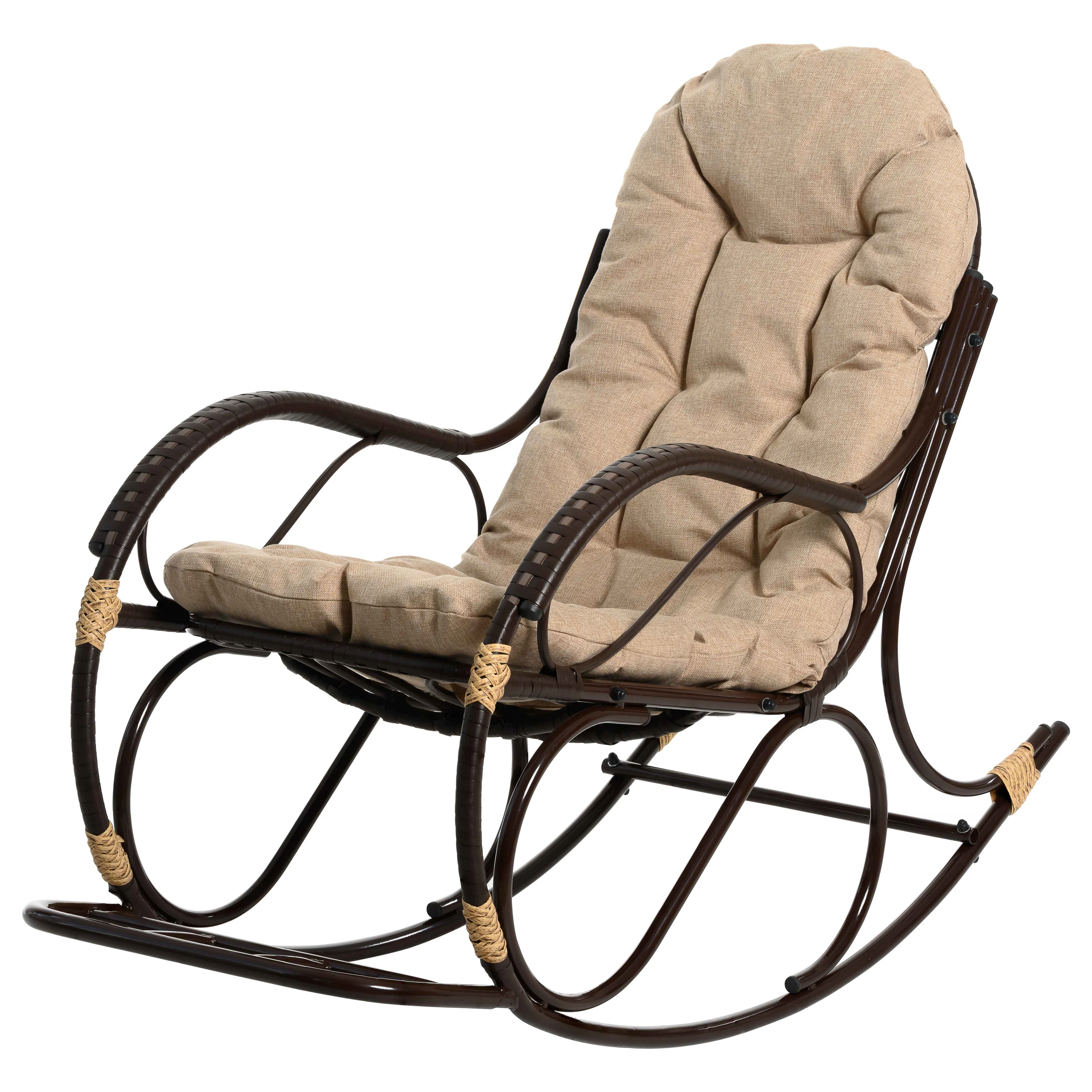 Изображение товара Кресло-качалка с подножкой из искусственного ротанга, орех, разборное