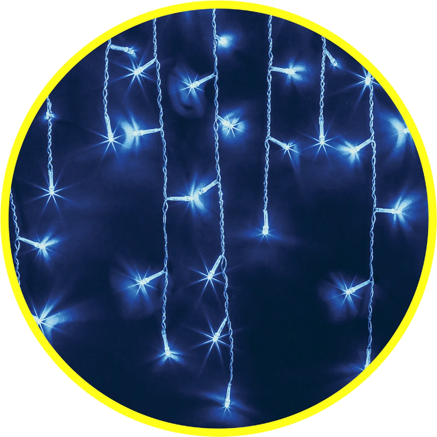 Изображение товара Гирлянда уличная Navigator 93 643, искрящийся снег, бахрома 2*0.5 м, синий свет, прозрачный ПВХ