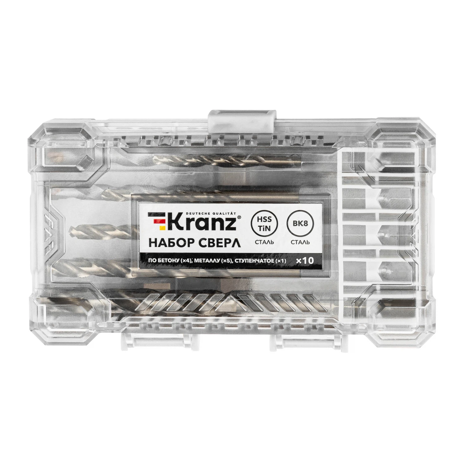 Изображение товара Набор сверл-метчиков KRANZ 10 шт с титановым покрытием для металла и бетона
