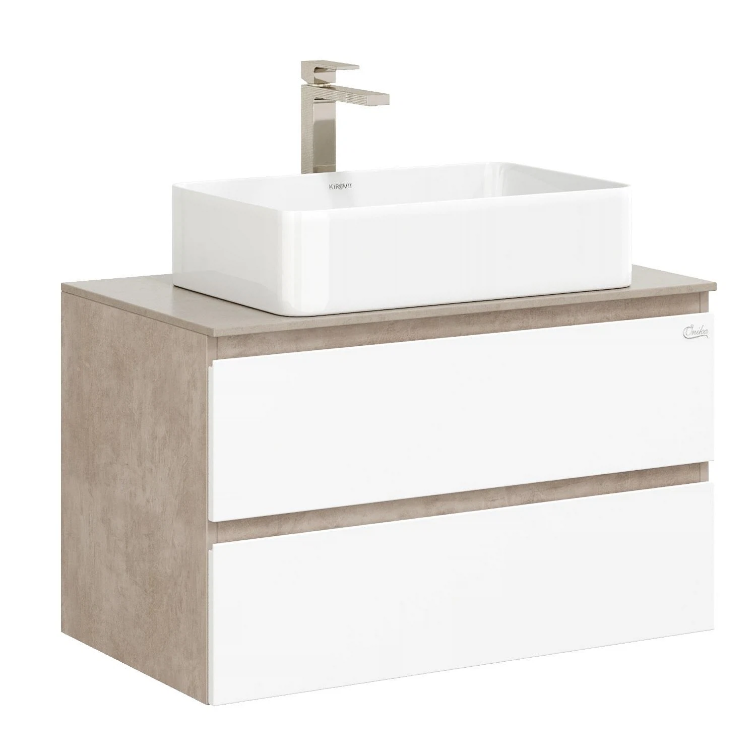 Изображение товара Тумба Onika Алеста 80 подвесная, белая/камень светлый (ум. Олимпия 56)