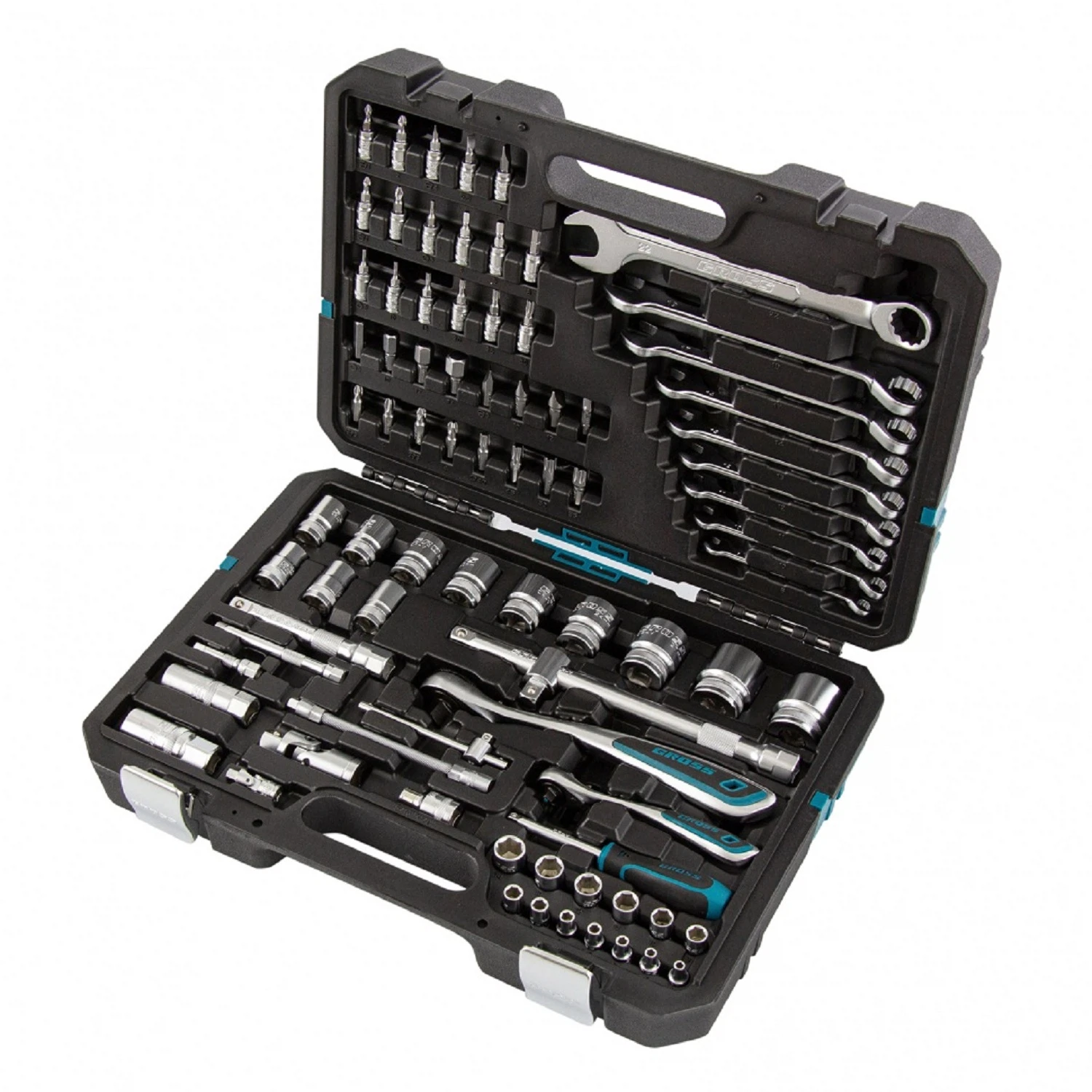 Изображение товара Набор инструментов, 1/4", 1/2", CrV, 120 зубьев, 82 предмета// Gross 14149
