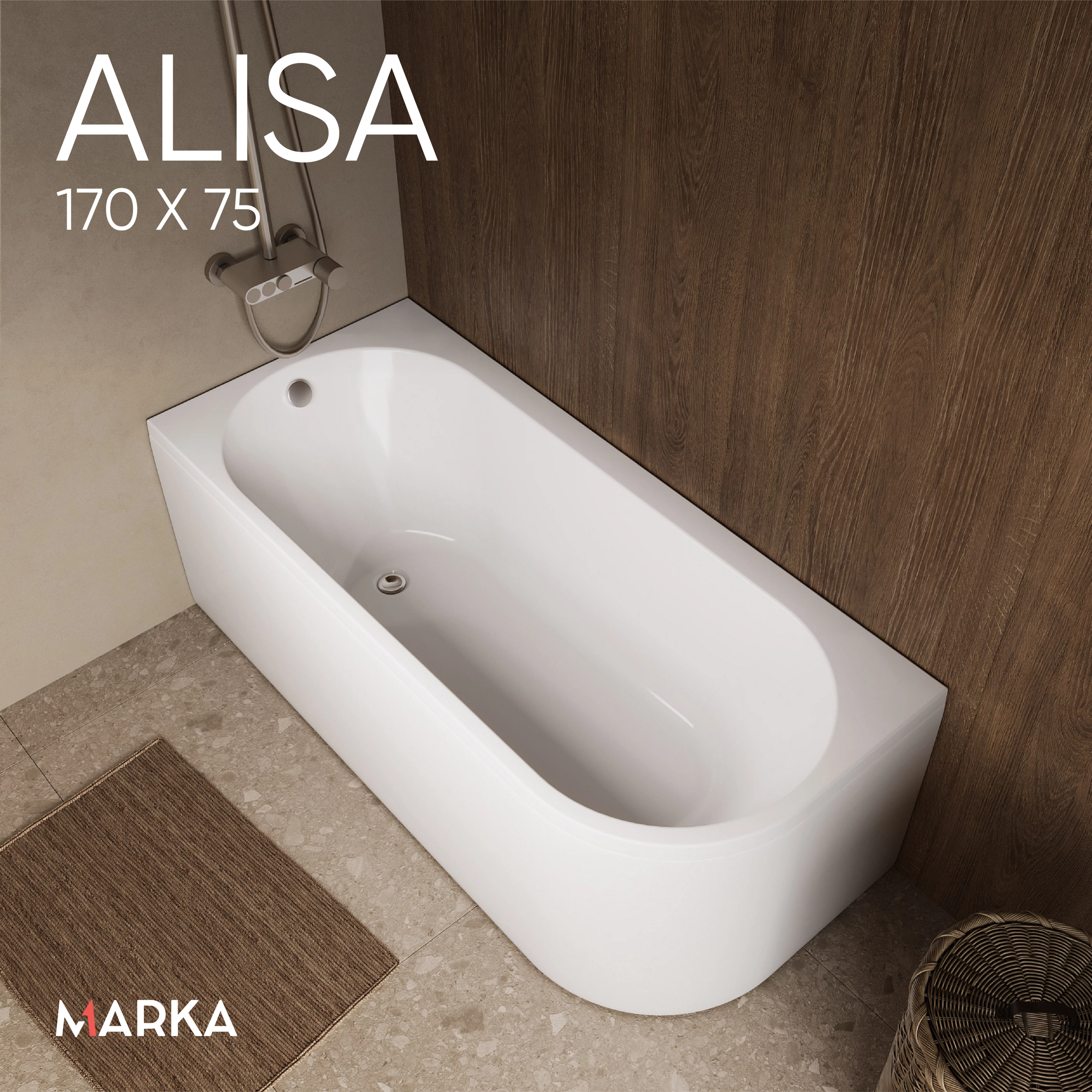 Изображение товара Ванна акриловая асимметричная левая Marka One ALISA 170 * 75