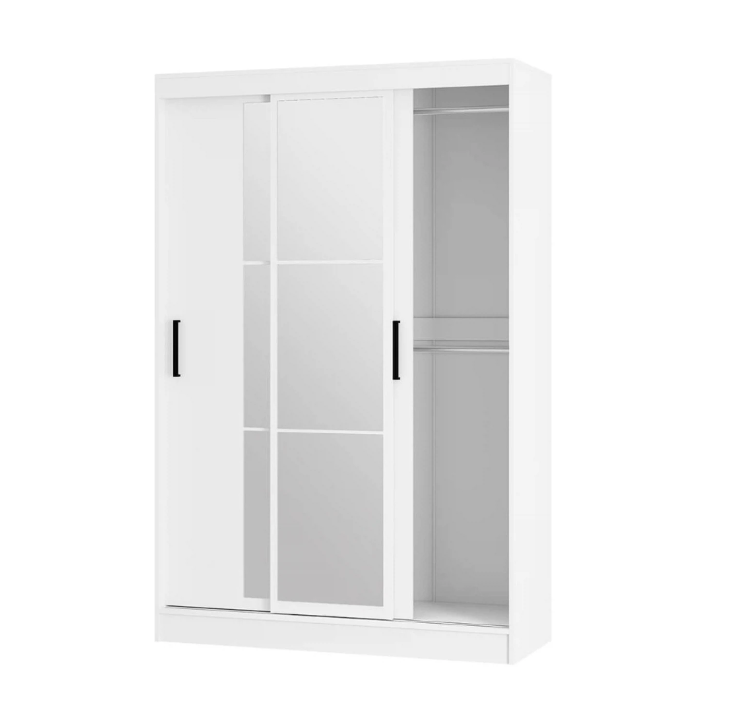 Изображение товара Шкаф-купе Тайм 3 дверной белый ЛДСП внутри с полками и штангами от БТС Мебель