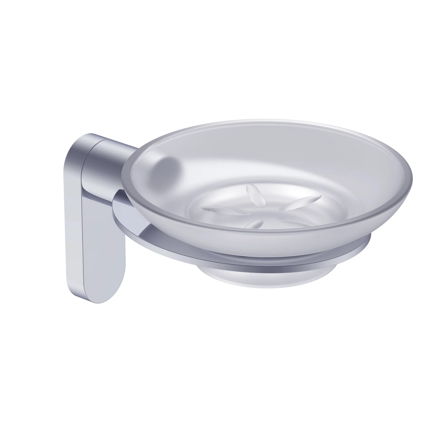 Изображение товара Мыльница стеклянная с держателем Raglo R300.02 хром, круглая, современная модель