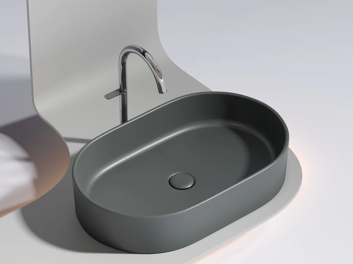 Изображение товара Умывальник накладной овальный Element 608x385х122мм Темный Антрацит Матовый