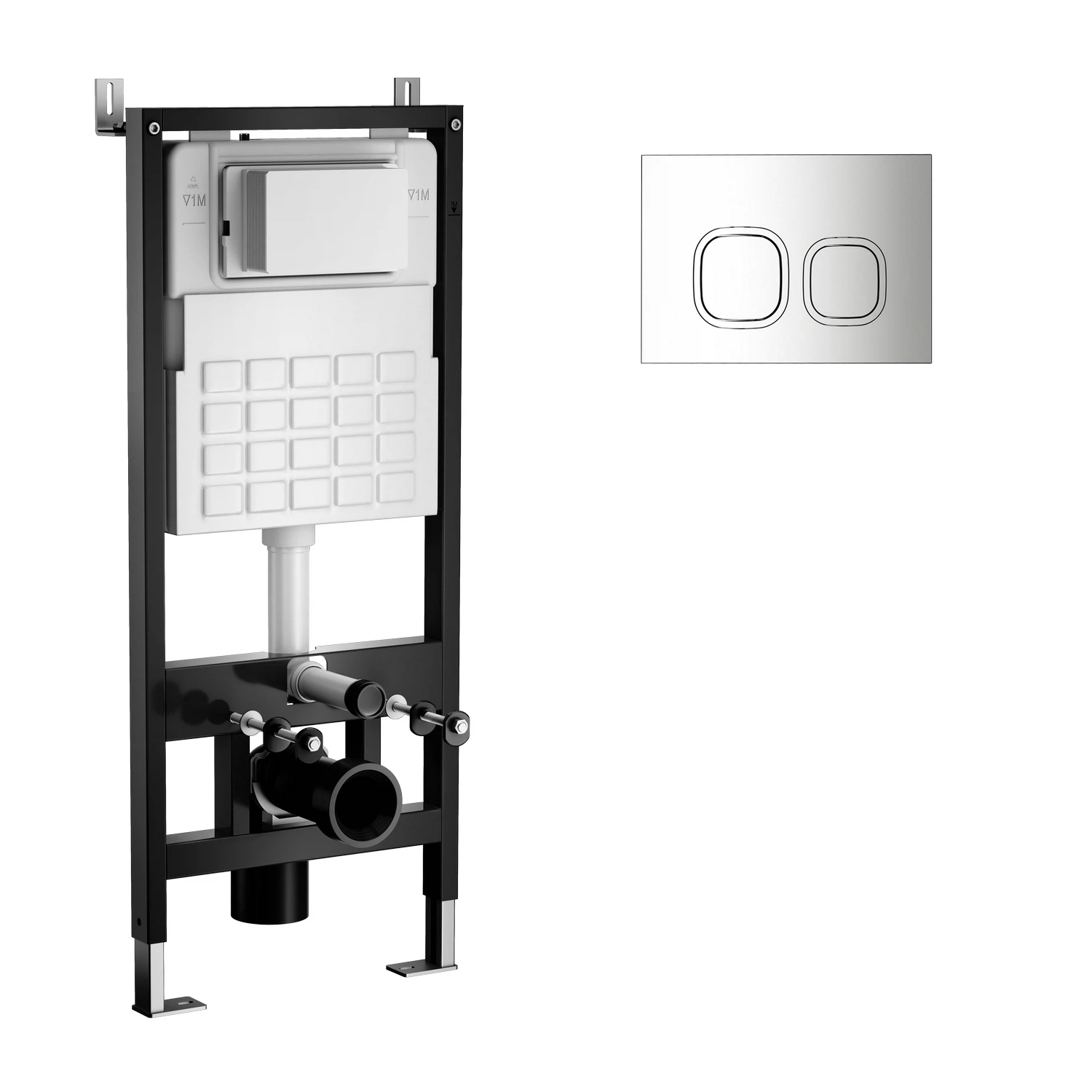 Изображение товара Система инсталляции WAVE, двухрежимная квадратная кнопка A3 хром, ПНЕВМАТИКА