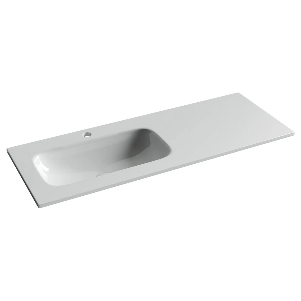 Изображение товара Раковина накладная мебельная CERAMICANOVA Grace прямоугольная 1210x457x137 с чашей слева и отверстием белый