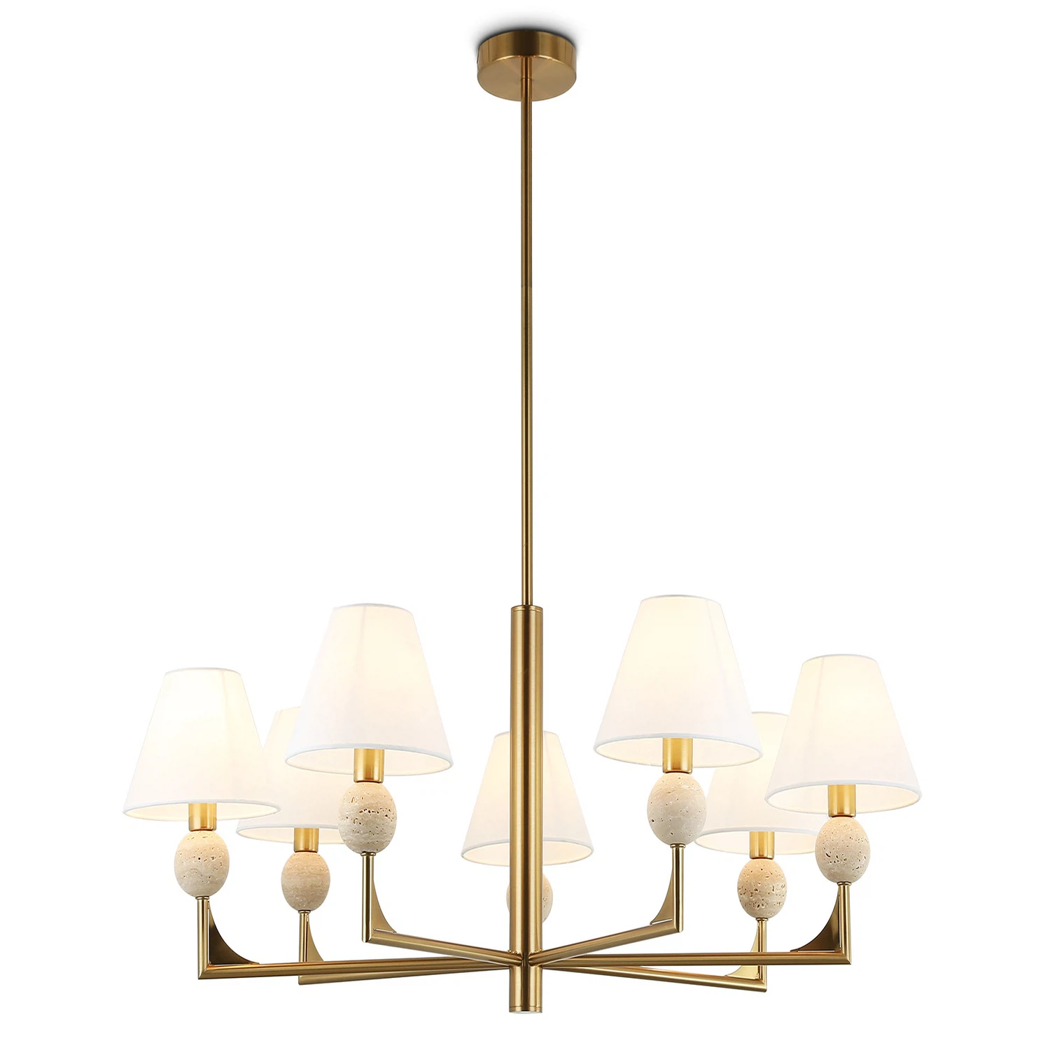 Изображение товара LH75162 Ambrella light люстра на штанге латунь белый матовый Е14 7 ламп 40Вт