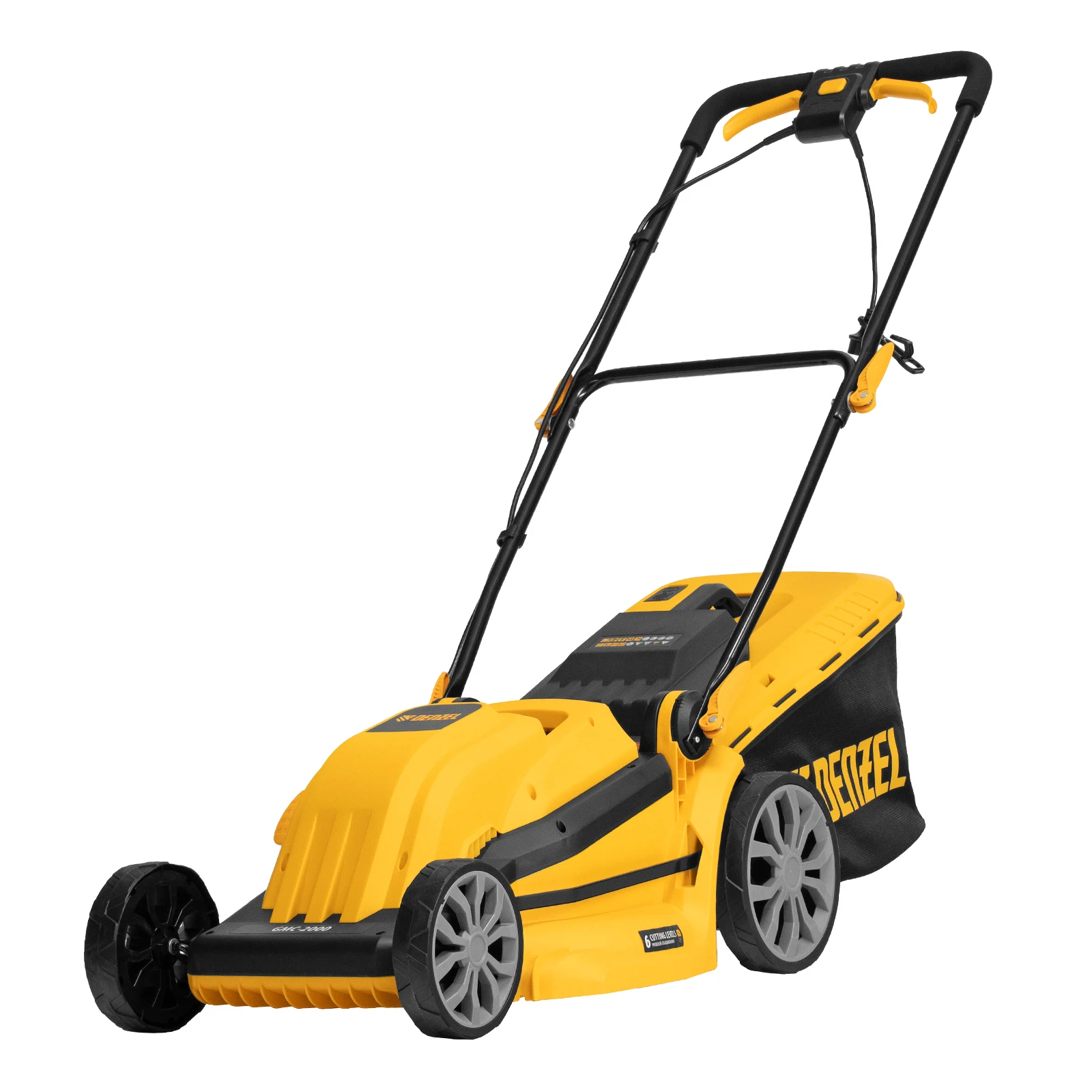 Изображение товара Газонокосилка электрическая GMC-2000, шир. 44см, 2000 Вт, 6 уров., травосб. 45 л, Denzel 96630