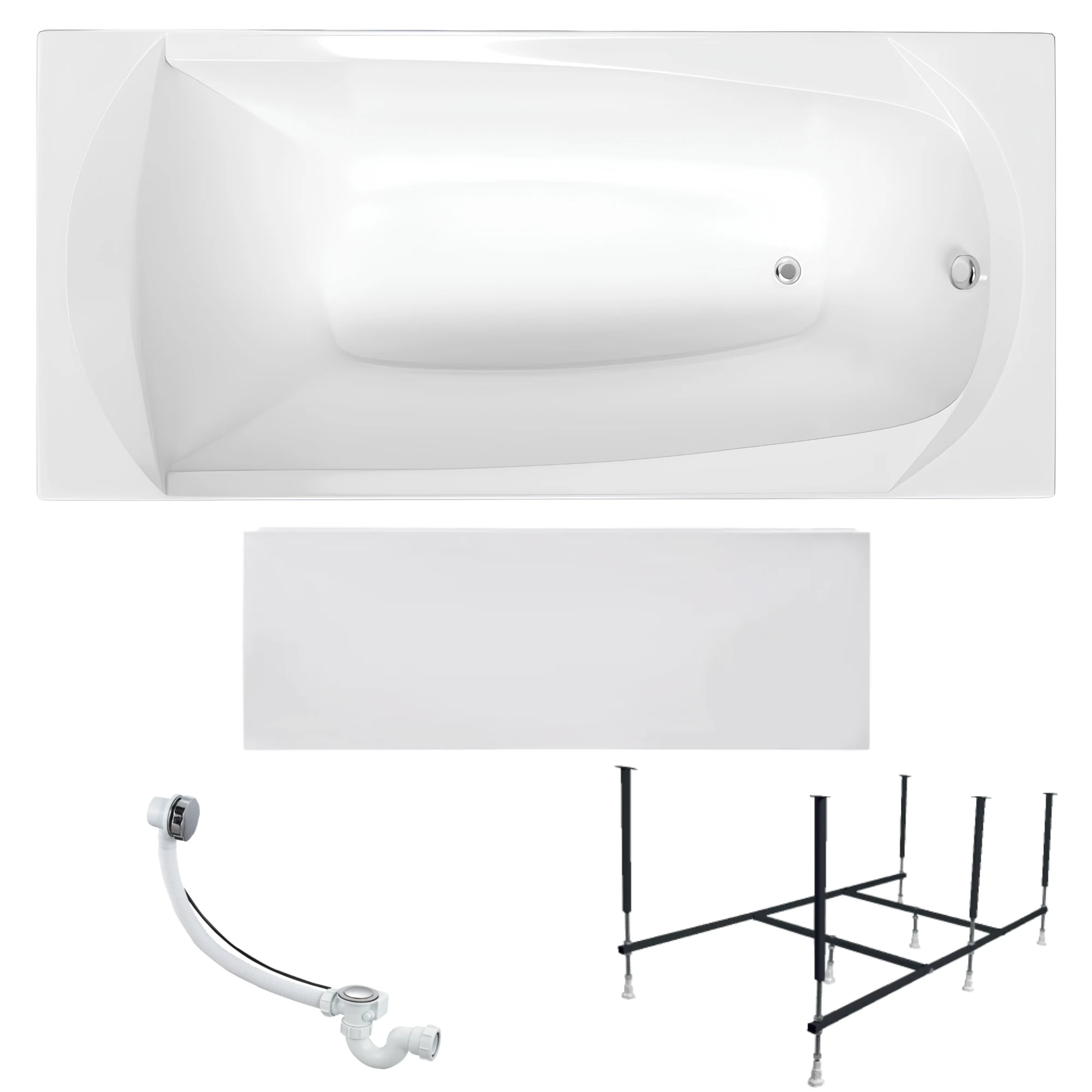 Изображение товара Акриловая ванна 1MARKA ELEGANCE 150x70 прямоугольная с каркасом и сливом