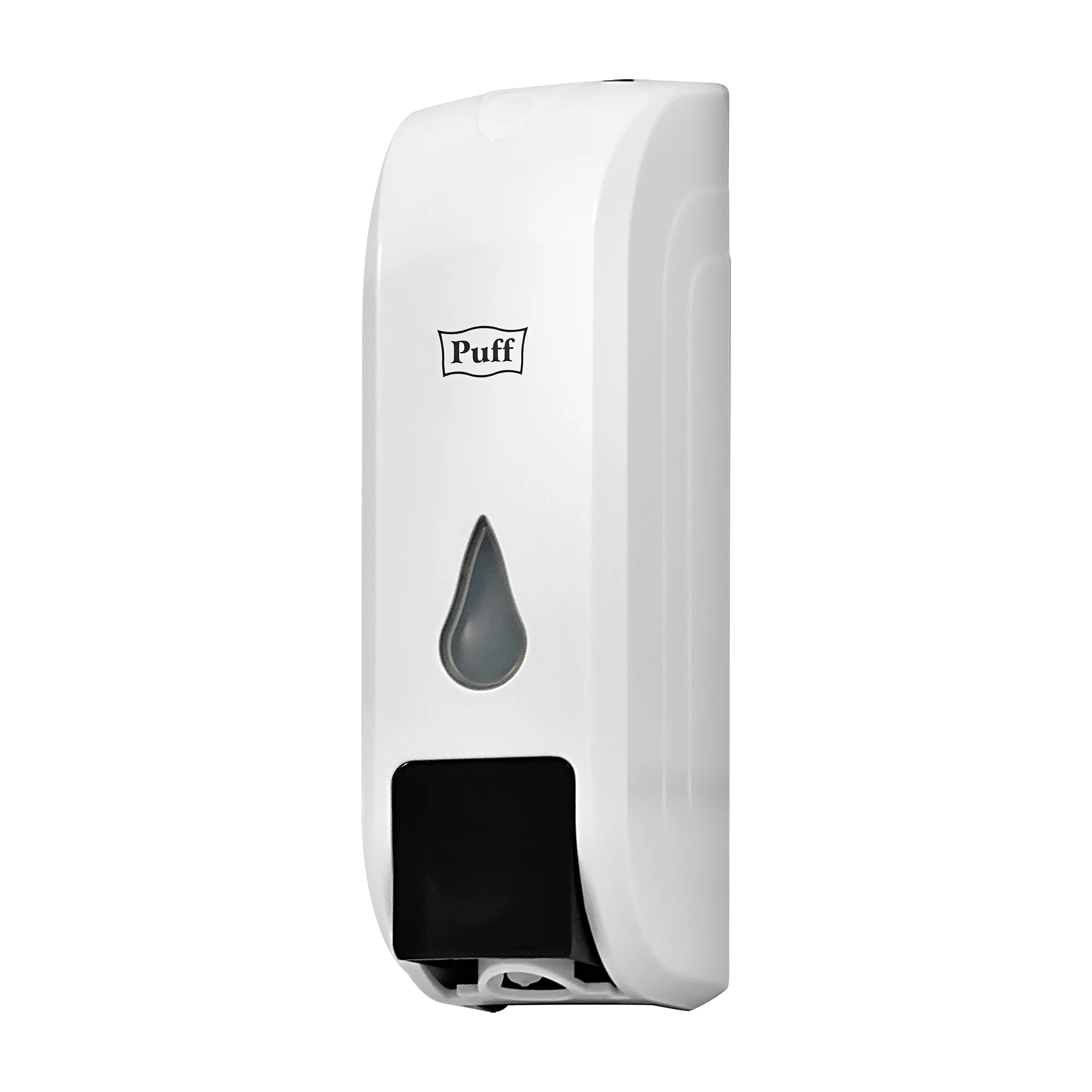 Изображение товара Дозатор для жидкого мыла пластиковый Puff-8104, белый с черной кнопкой, 350 мл, 22х8х9 см, арт. 1402.093