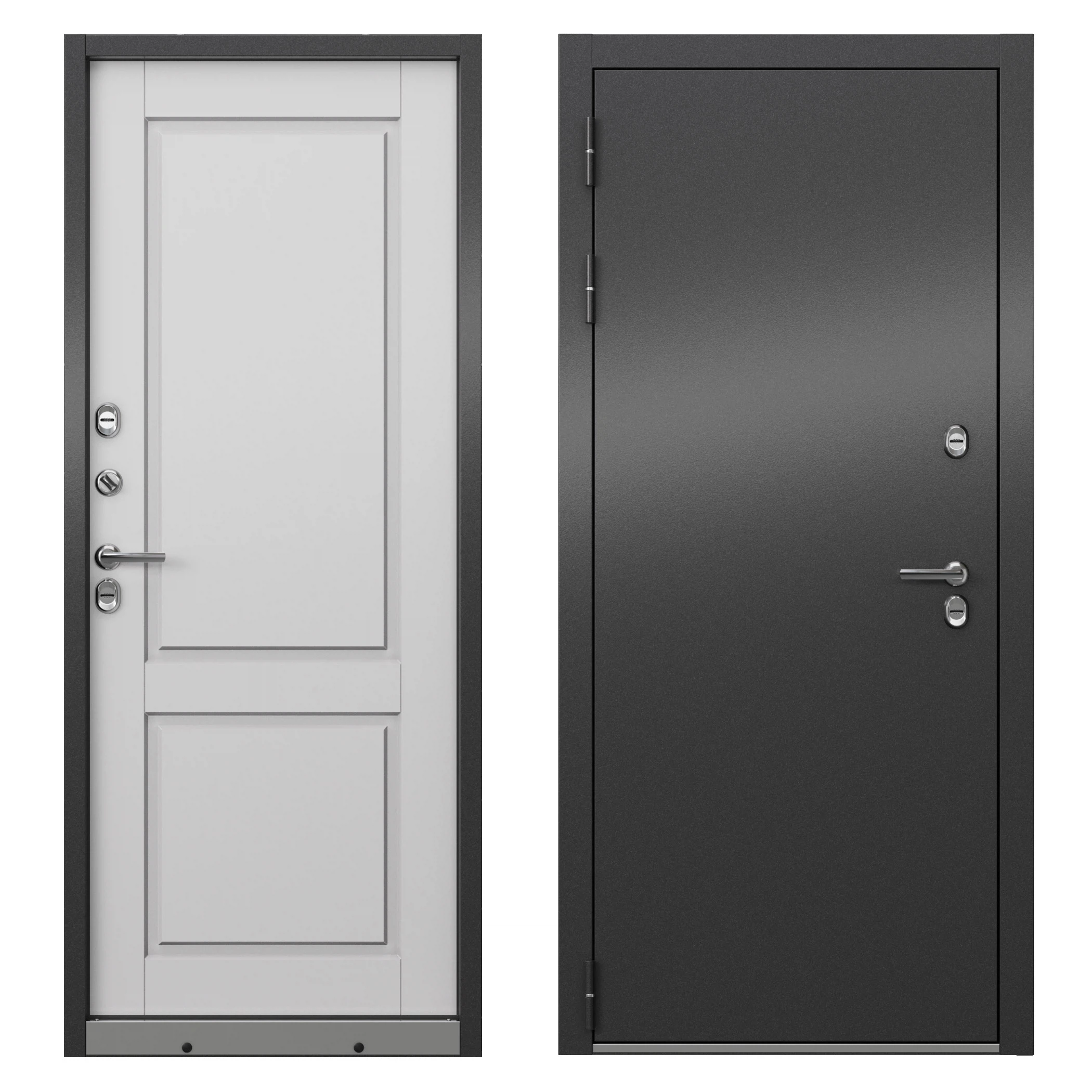 Изображение товара Дверь входная Мастино Богатырь Termosplit MP, левая, 960×2050, Антрацит Букле/Белый софт