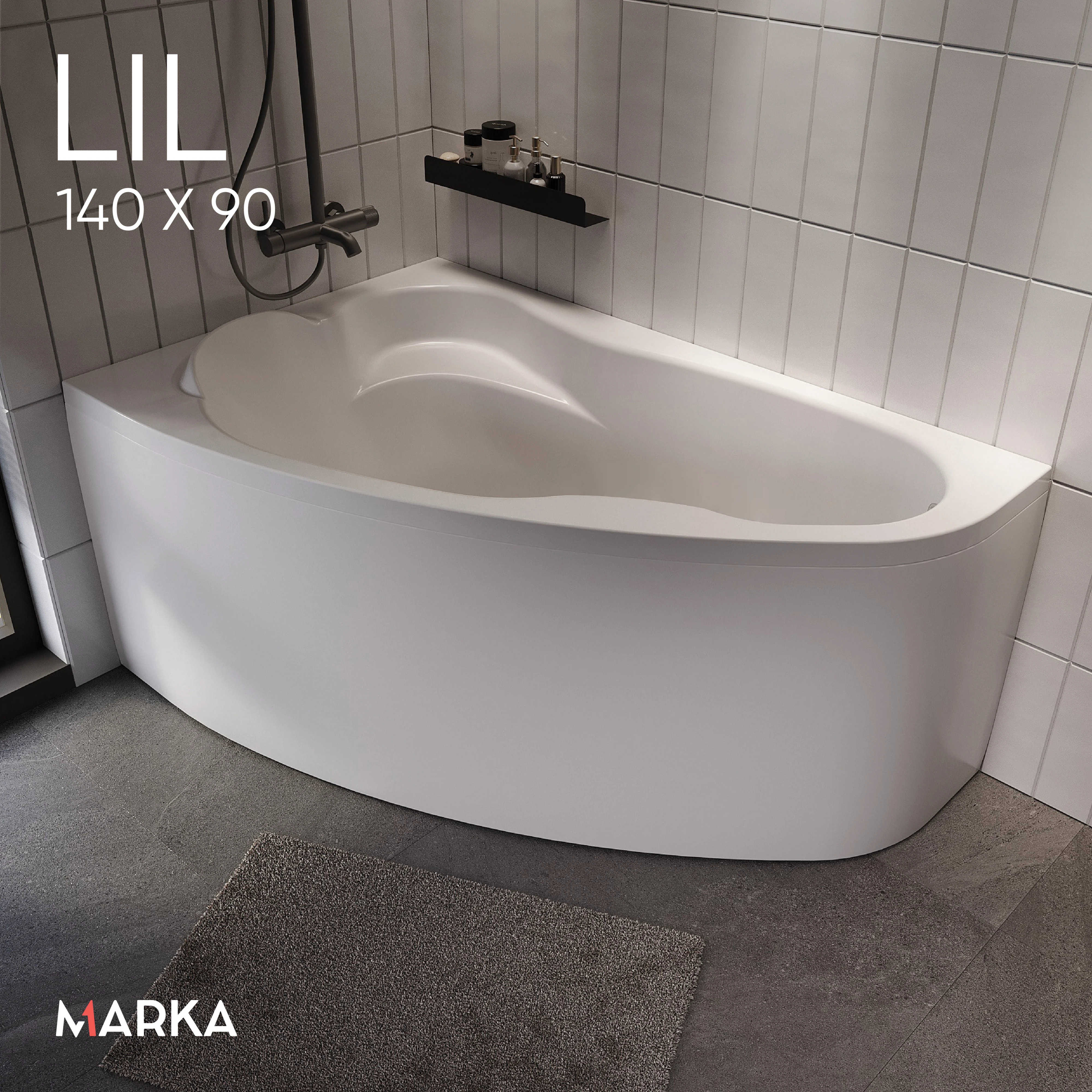 Изображение товара Ванна акриловая асимметричная левая Marka One Lil 140 * 90