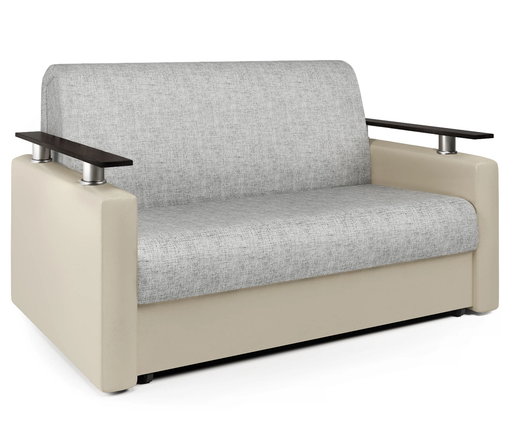 Изображение товара Диван-кровать Шарм 140 экокожа беж и серый шенилл, стильный и практичный