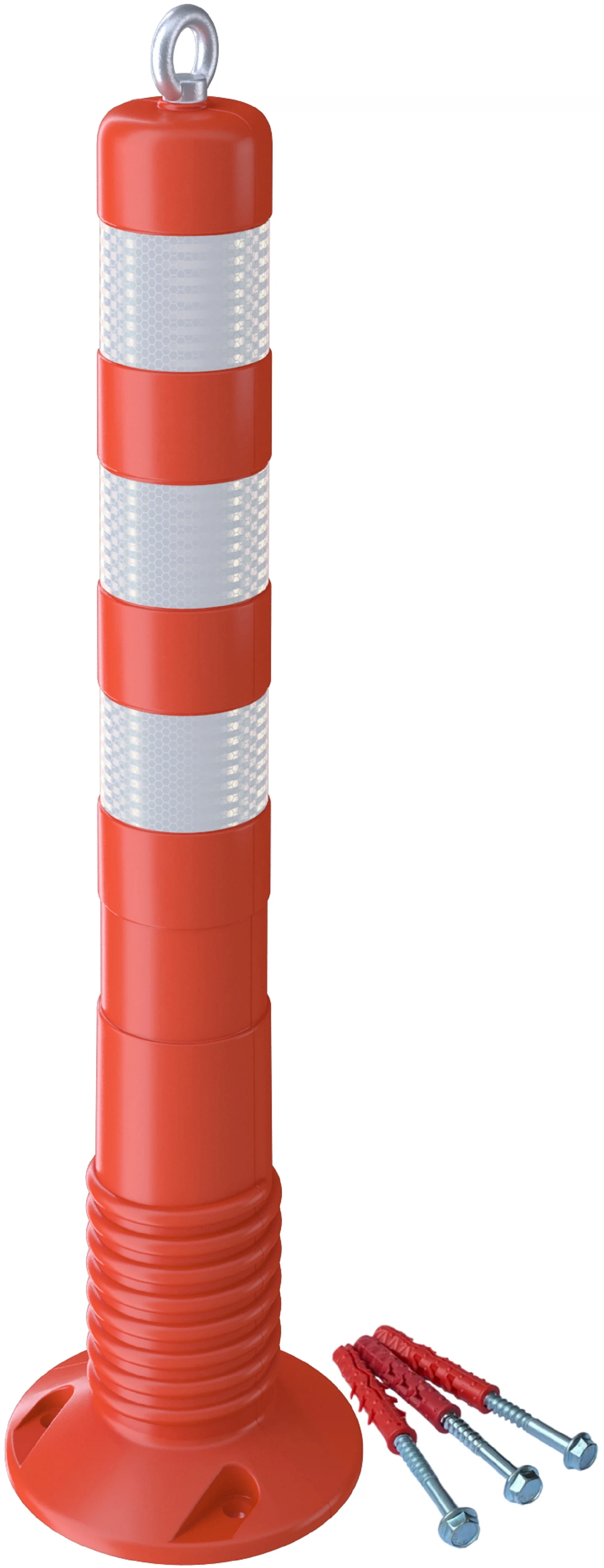 Изображение товара Гибкий парковочный столбик 750 мм с крепежом, оранжевый, светоотражающие полосы, ГОСТ 32843-2014