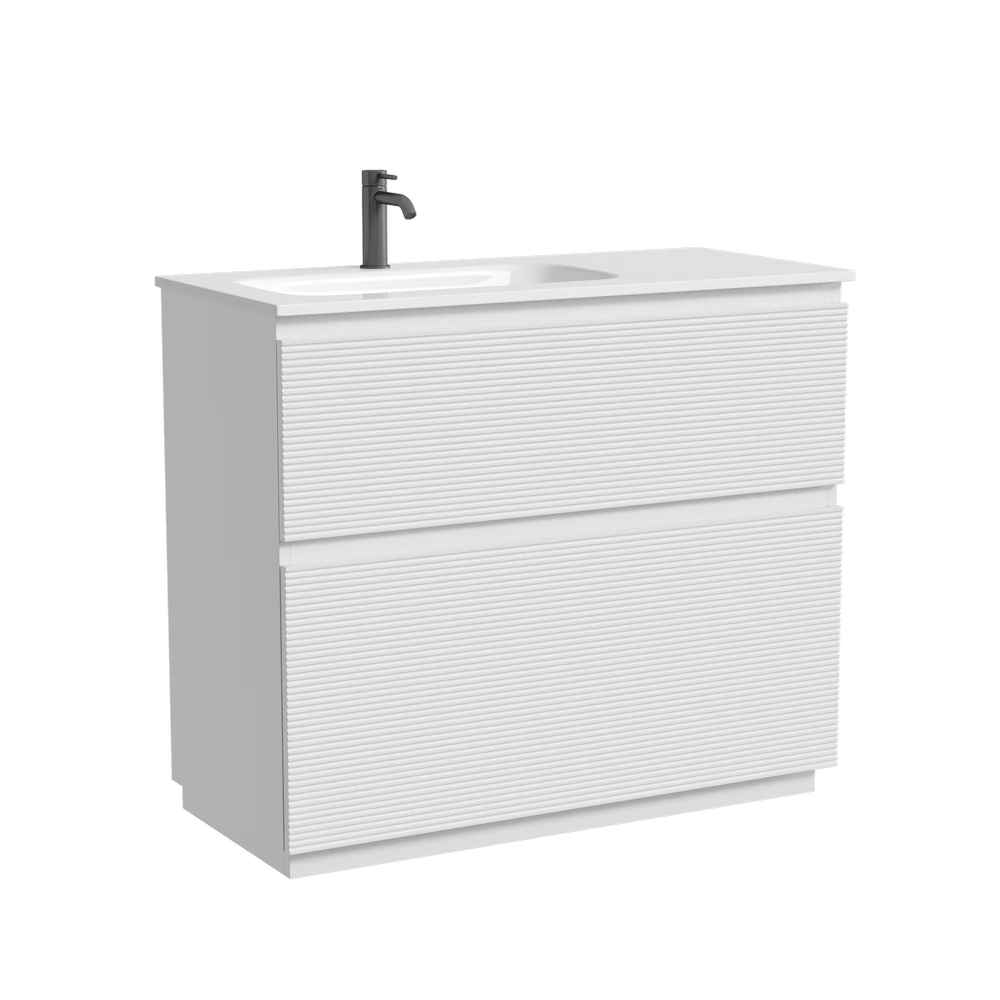 Изображение товара Тумба напольная для ванной SANCOS Folk Floor левая 995х445х850 белая Bianco с двумя ящиками