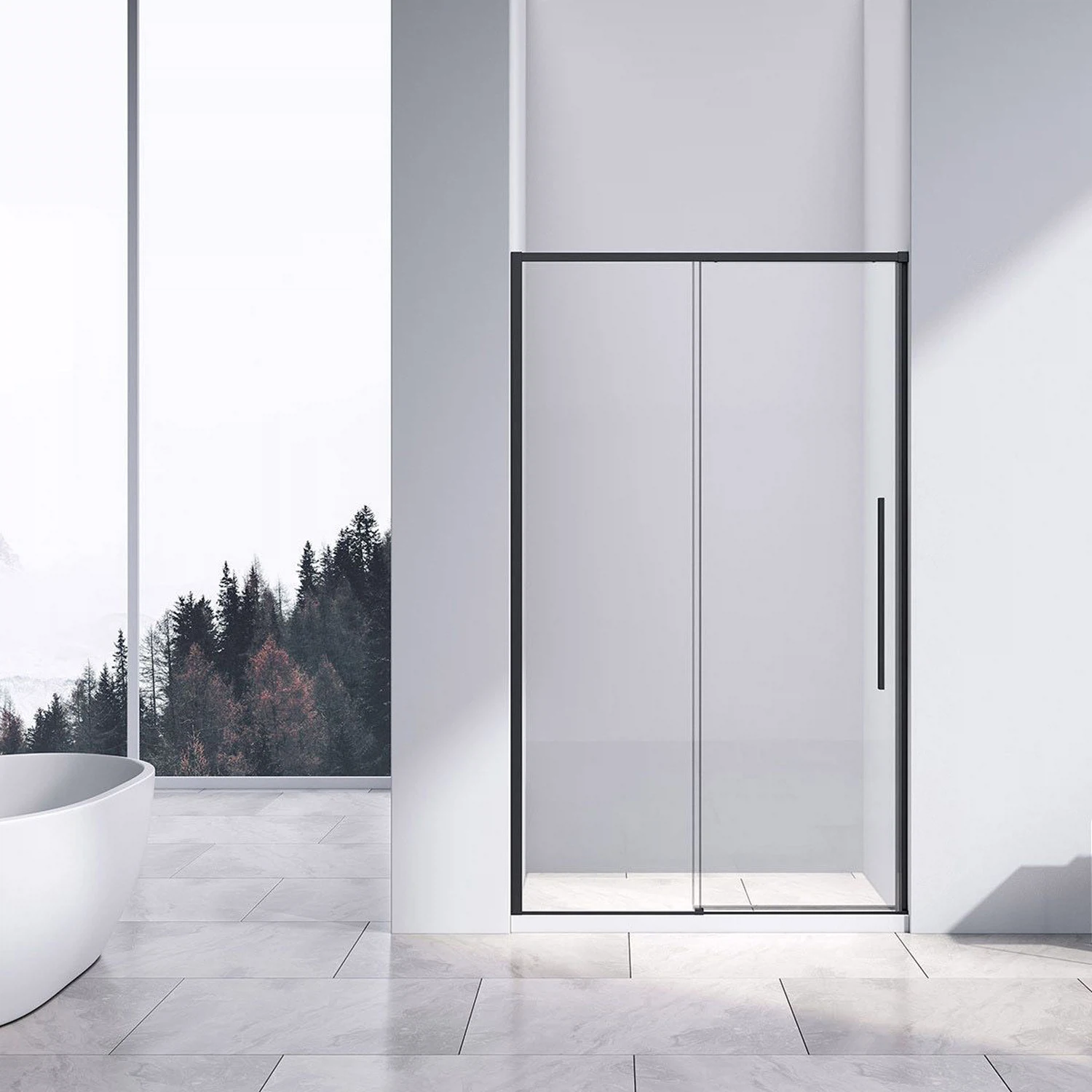 Изображение товара Душевая дверь Vincea Slim-N VDS-4SN130CLB, 1300, черный, стекло прозрачное