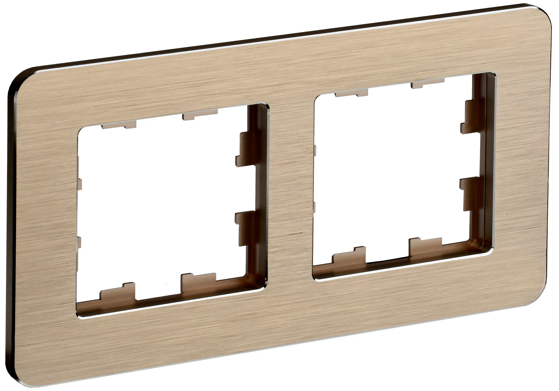 Изображение товара Рамка IEK BRITE DECOR Шампань металл. скругл.угол2-м РУ-2-1-Бр RE AL.