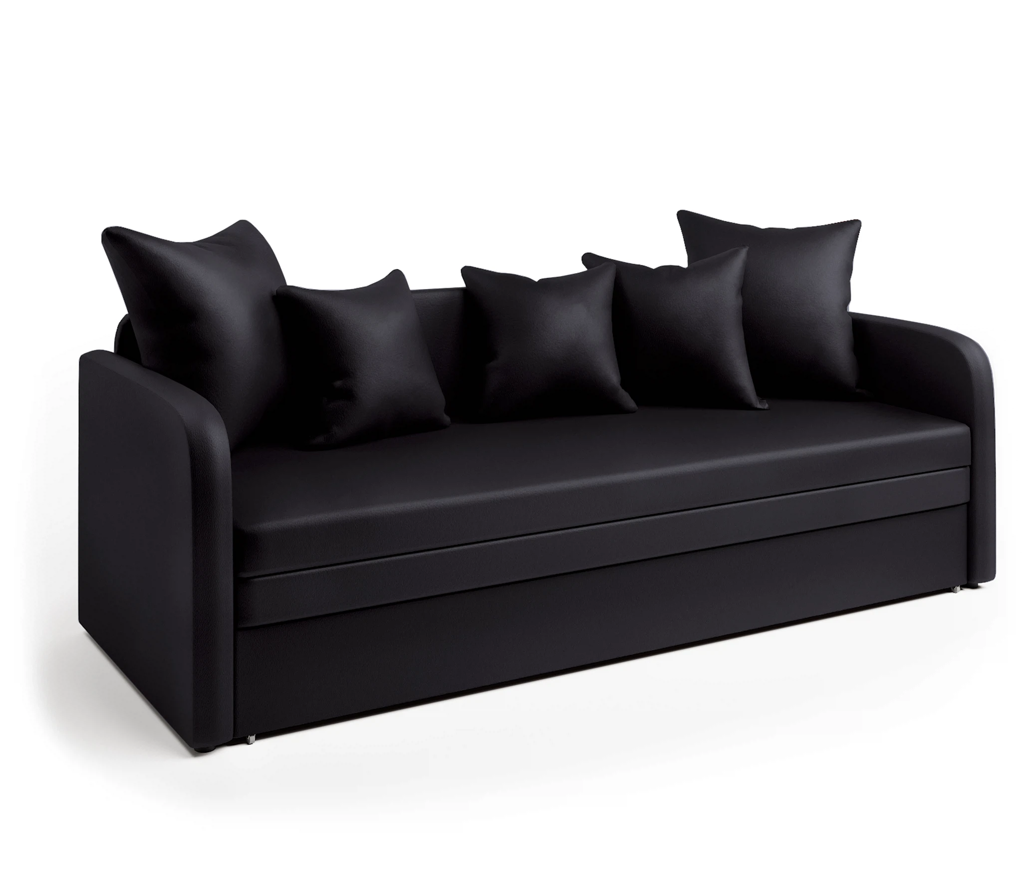 Изображение товара Софа Трио экокожа черный – кровать с ящиком, классический дизайн