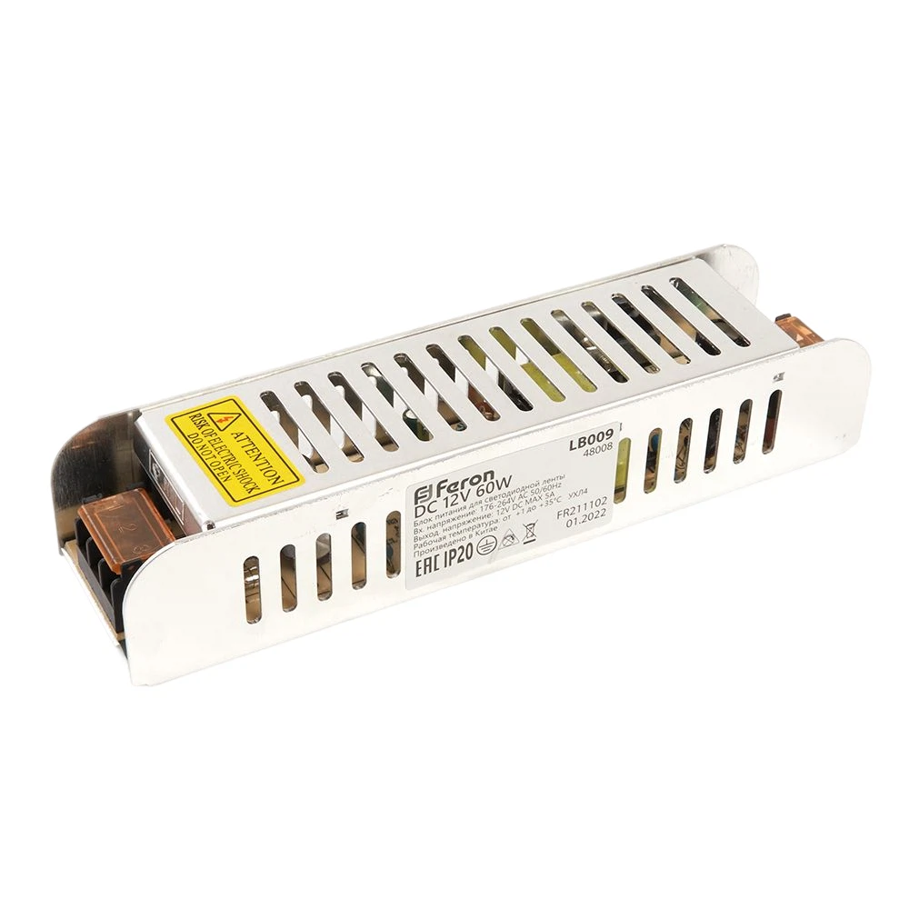 Изображение товара Трансформатор электронный для светодиодной ленты 60W 12V (драйвер), LB009 FERON Изображение товара Трансформатор электронный для светодиодной ленты 60W 12V (драйвер), LB009 FERON