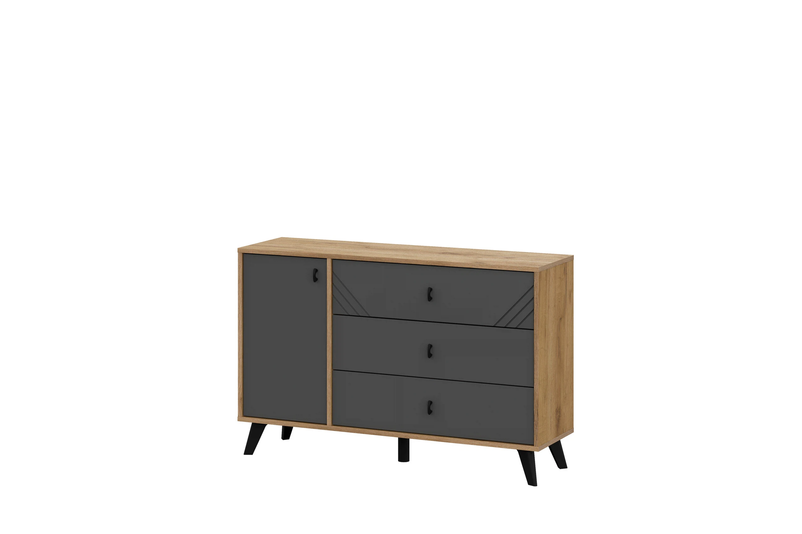 Изображение товара Комод Байкал 73,2х114х33,1 см из ЛДСП и МДФ, серый, Арника Мебель