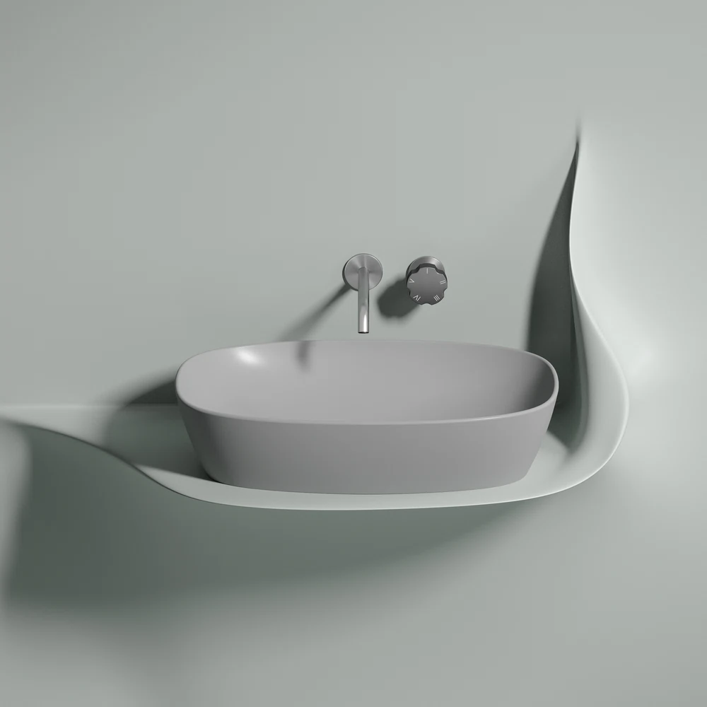 Изображение товара Умывальник накладная овальная Ceramica Nova Element 600x380 мм серый матовый